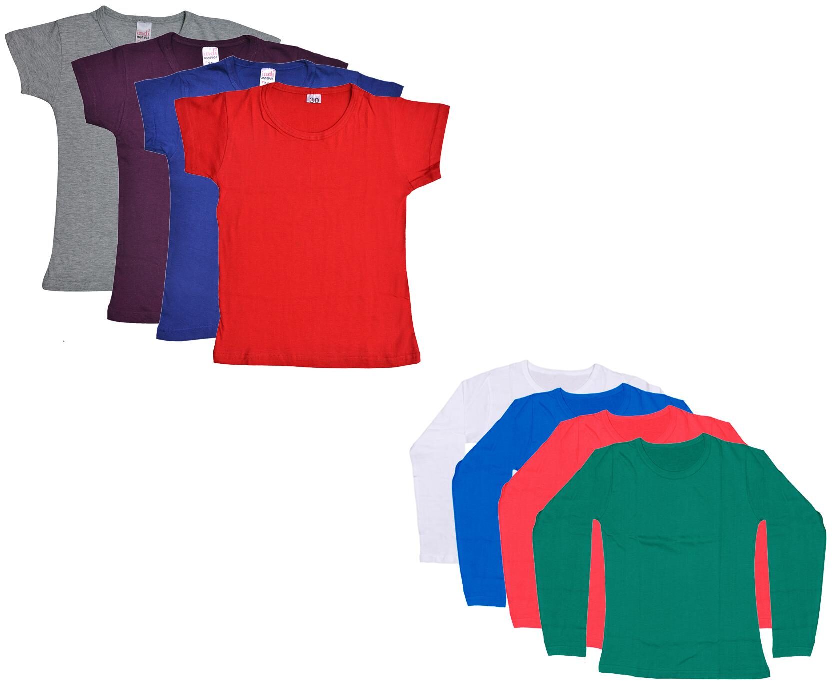 

Indiweaves Girl Cotton Solid T shirt - Multi