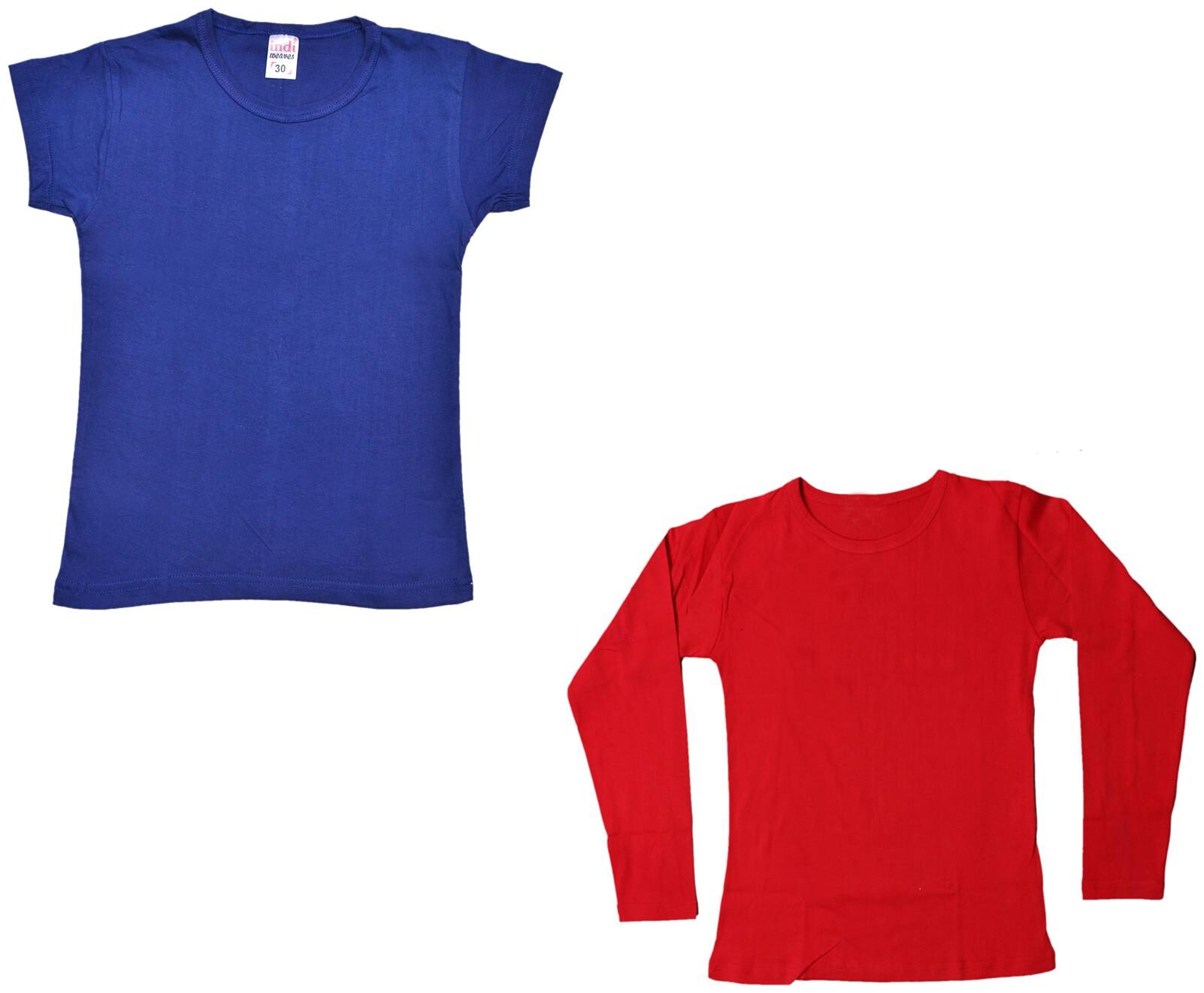 

Indiweaves Girl Cotton Solid T shirt - Multi