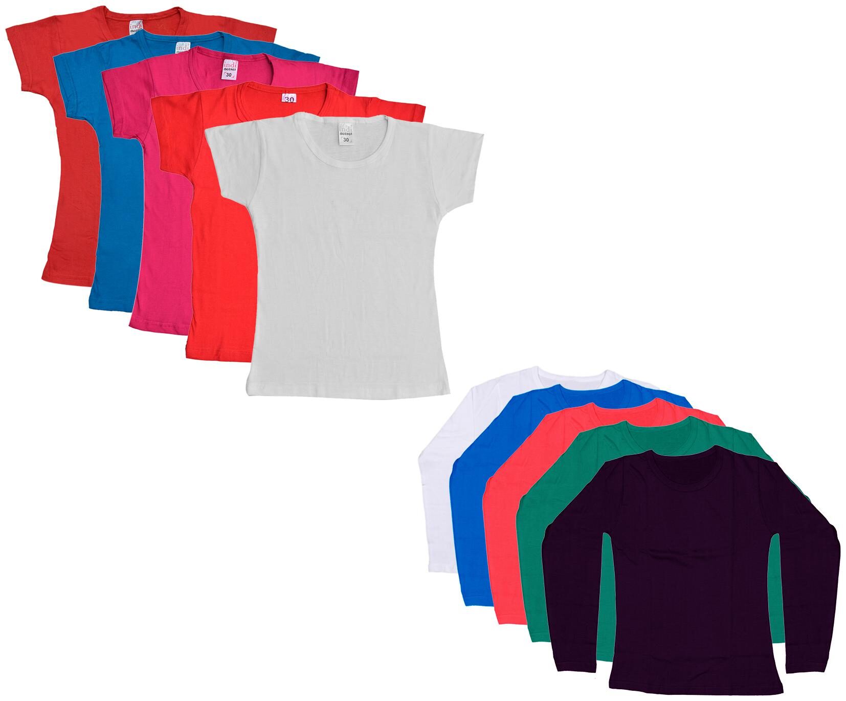 

Indiweaves Girl Cotton Solid T shirt - Multi