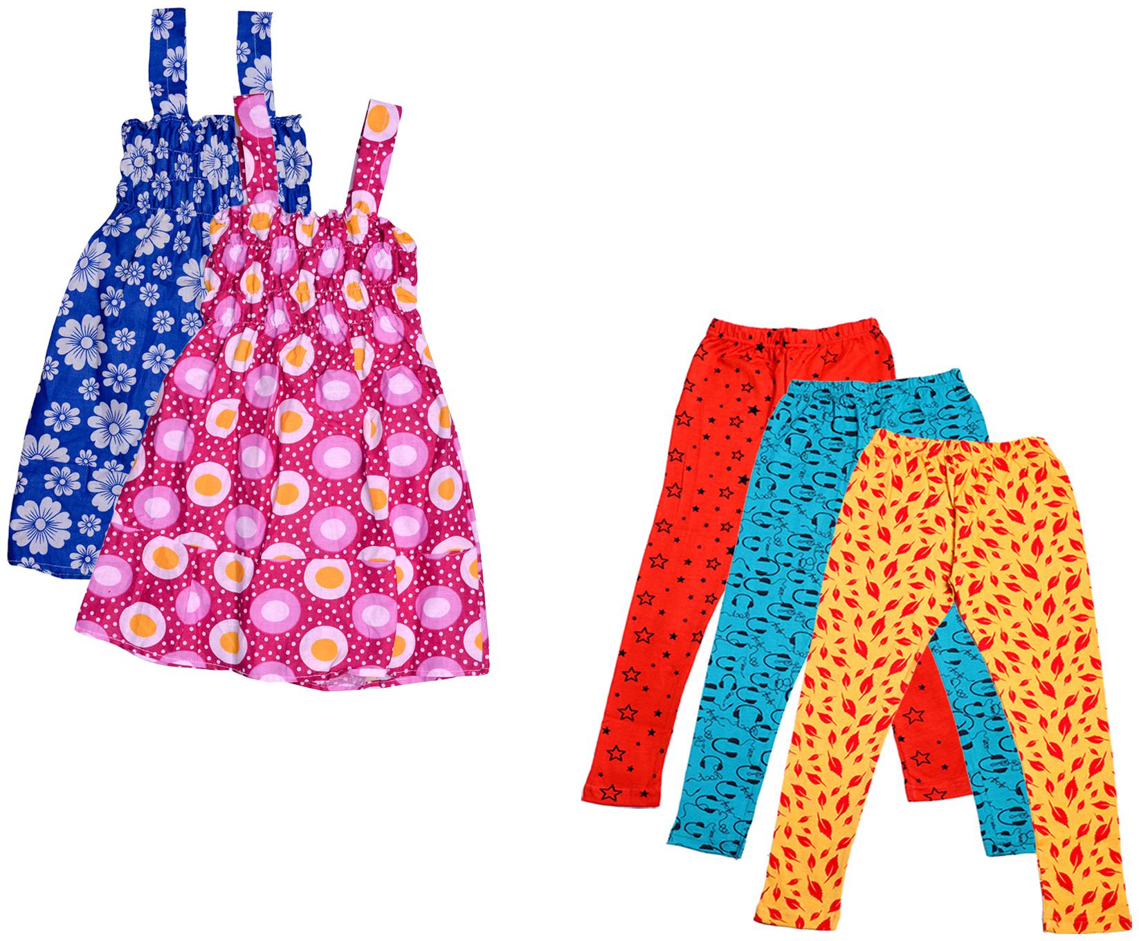 

Indiweaves Girl Cotton Top Bottom Set - Multi