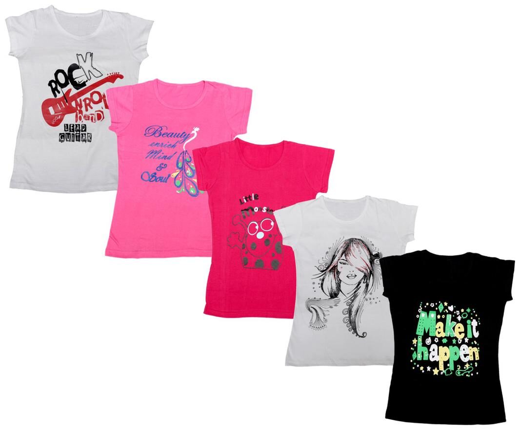 

Indiweaves Girl Cotton Printed T shirt - Multi