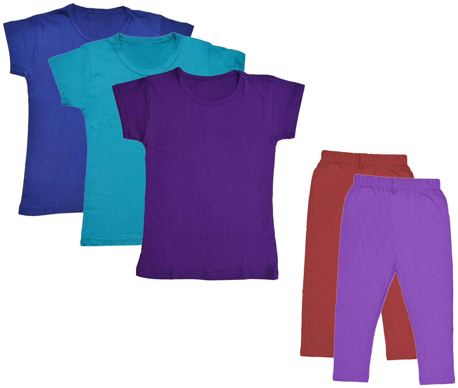 

Indiweaves Girl Cotton Top Bottom Set - Multi