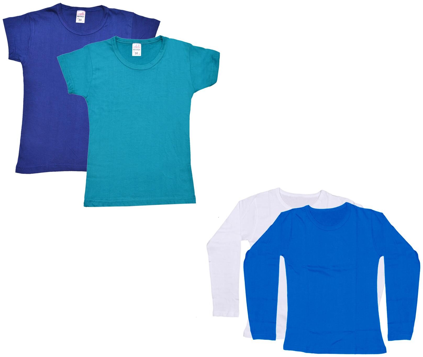 

Indiweaves Girl Cotton Solid T shirt - Multi