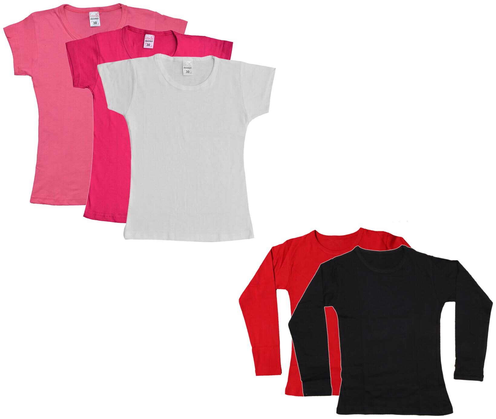 

Indiweaves Girl Cotton Solid T shirt - Multi