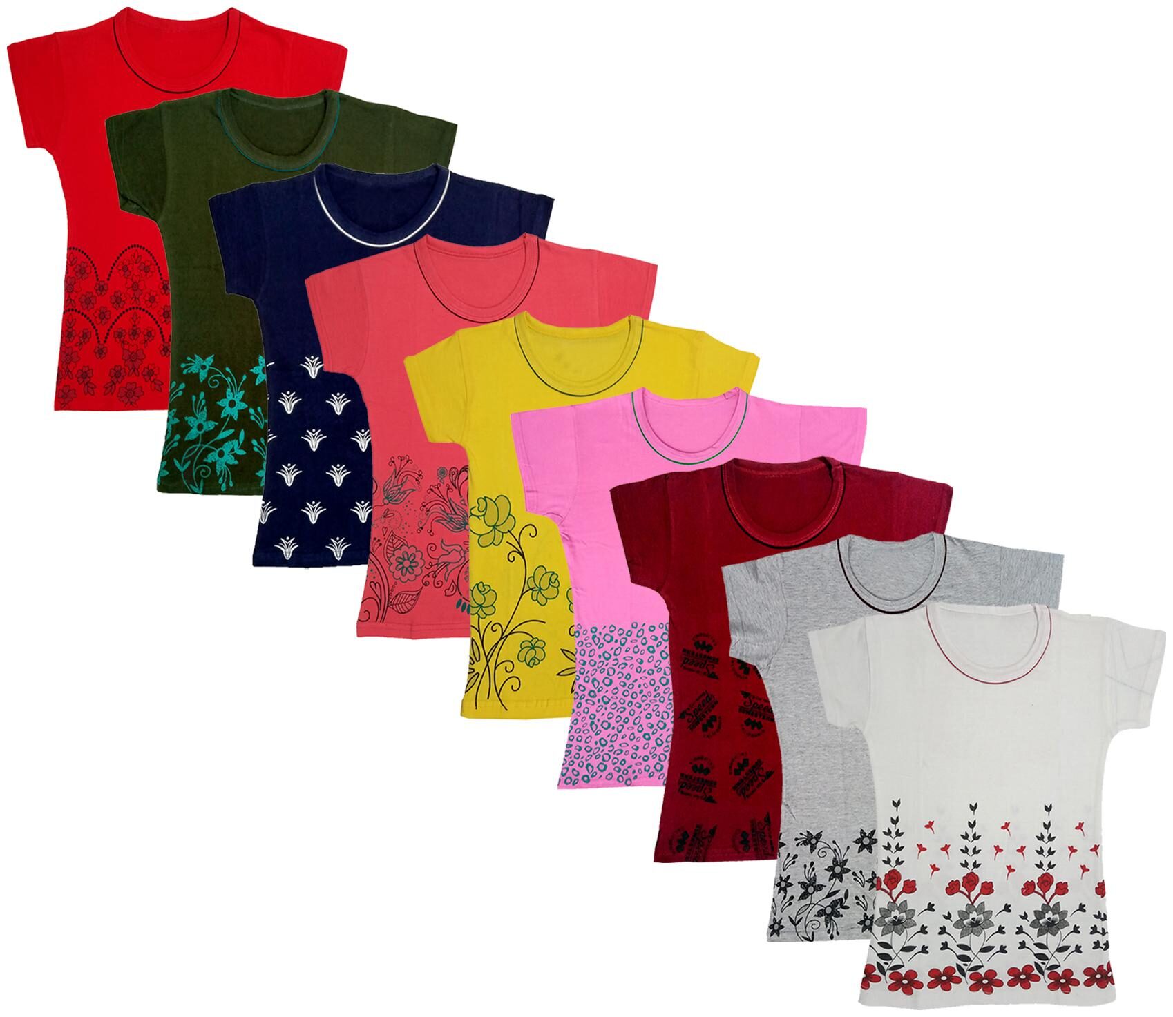 

Indiweaves Girl Cotton Printed T shirt - Multi