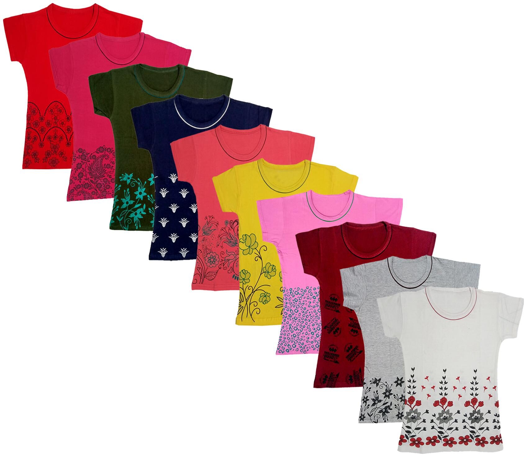 

Indiweaves Girl Cotton Printed T shirt - Multi