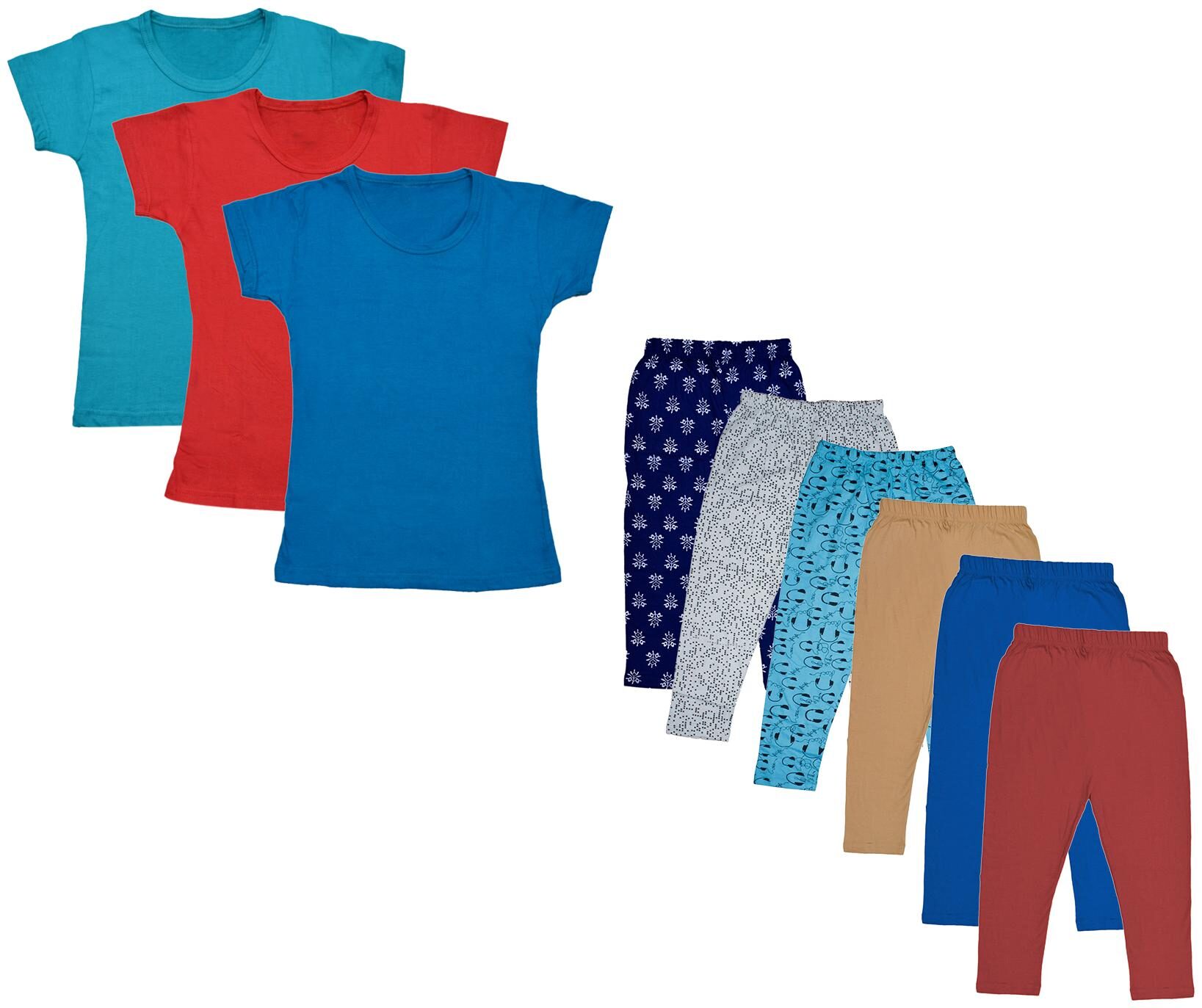 

Indiweaves Girl Cotton Top Bottom Set - Multi