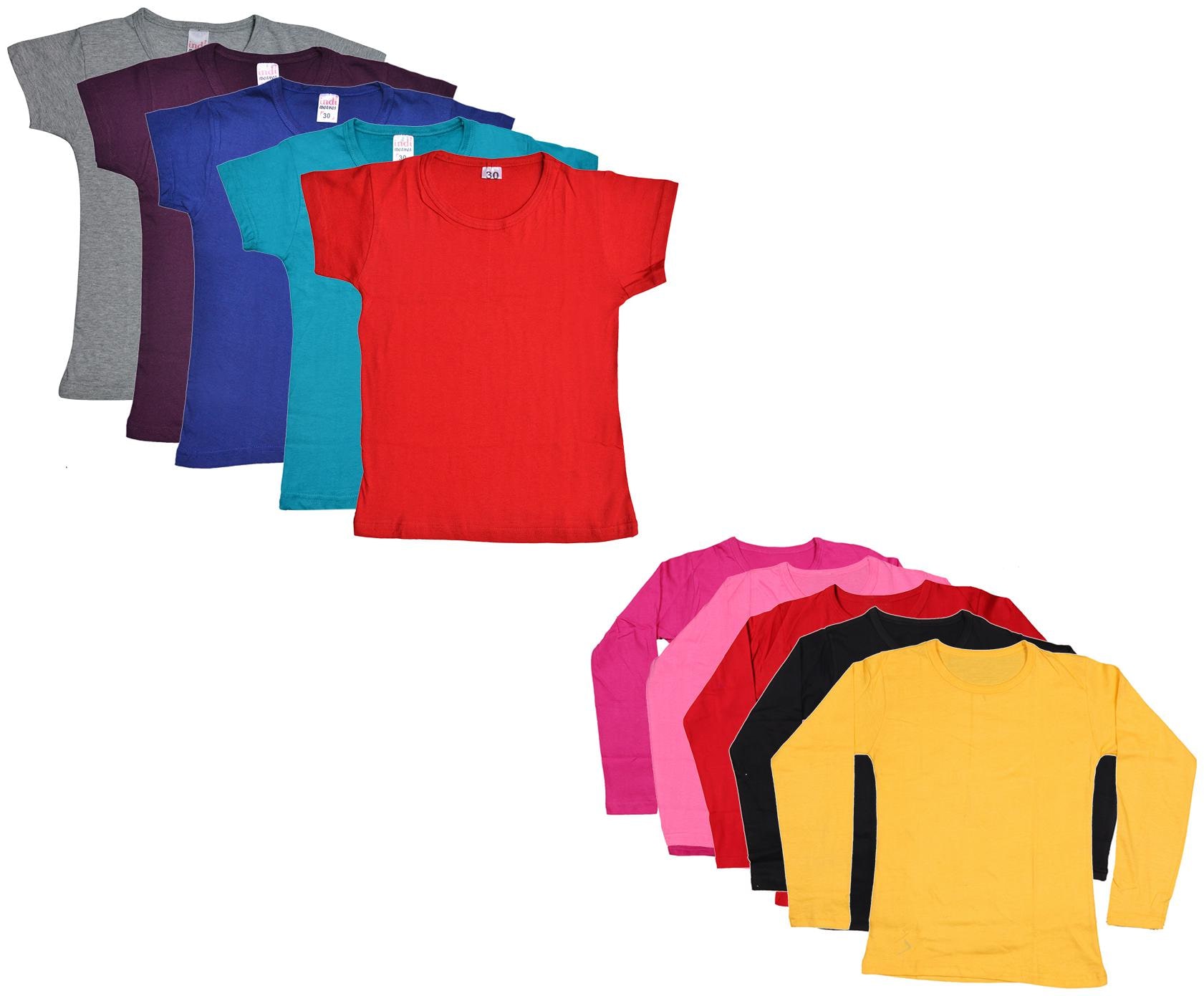 

Indiweaves Girl Cotton Solid T shirt - Multi