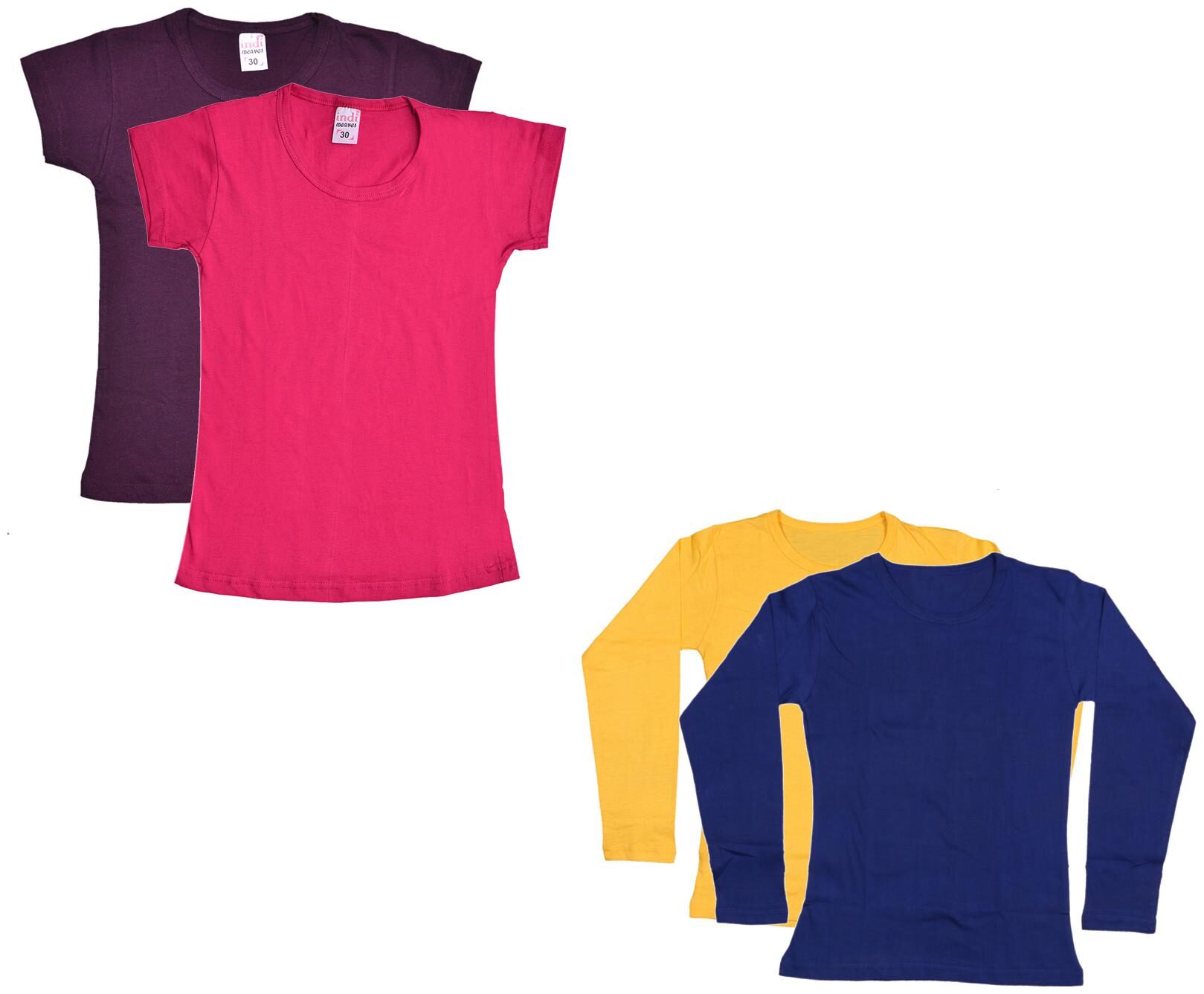 

Indiweaves Girl Cotton Solid T shirt - Multi