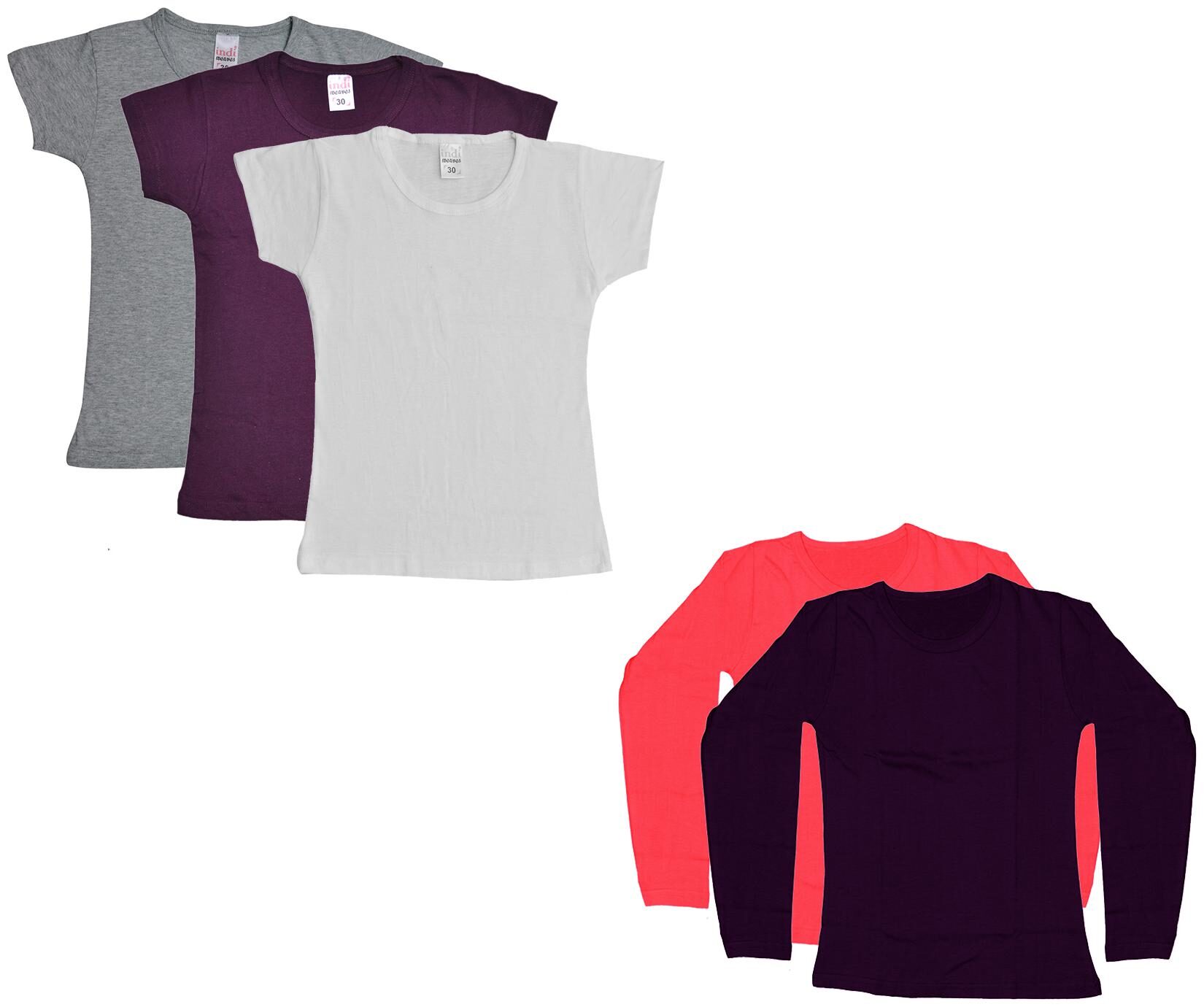 

Indiweaves Girl Cotton Solid T shirt - Multi