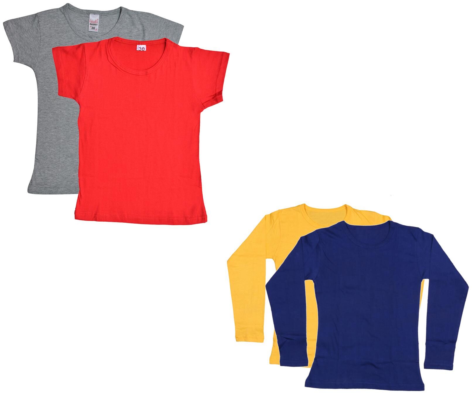 

Indiweaves Girl Cotton Solid T shirt - Multi