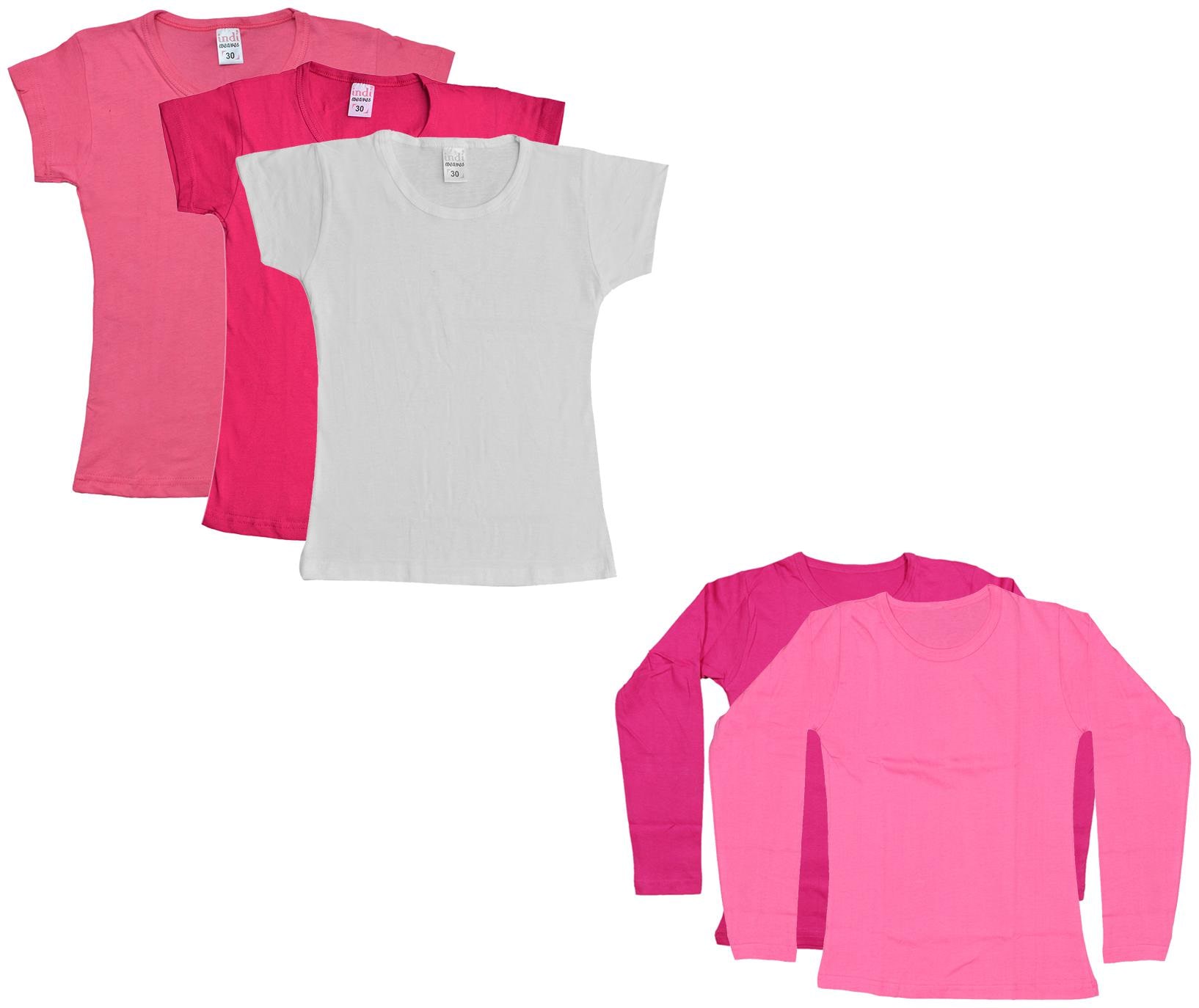 

Indiweaves Girl Cotton Solid T shirt - Multi
