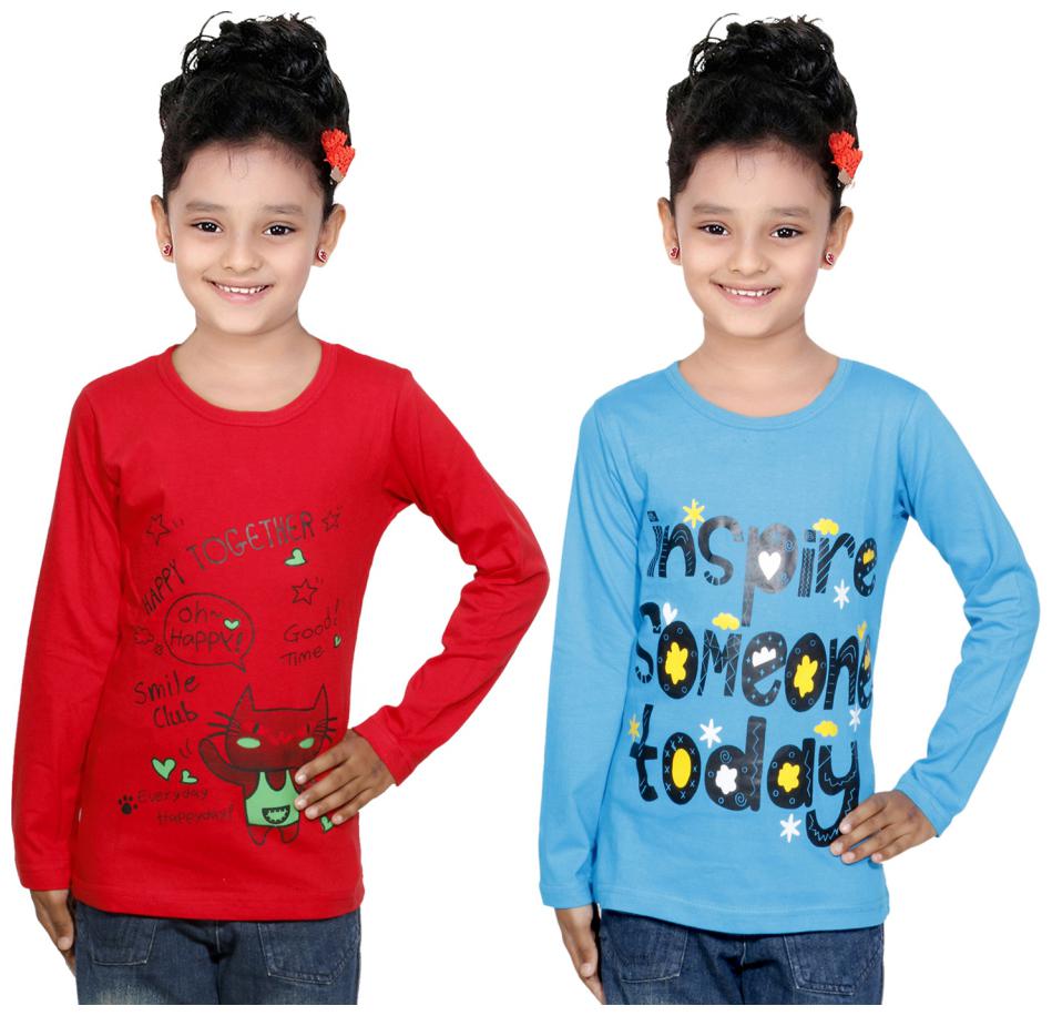 

Indiweaves Girl Cotton Solid Top - Multi