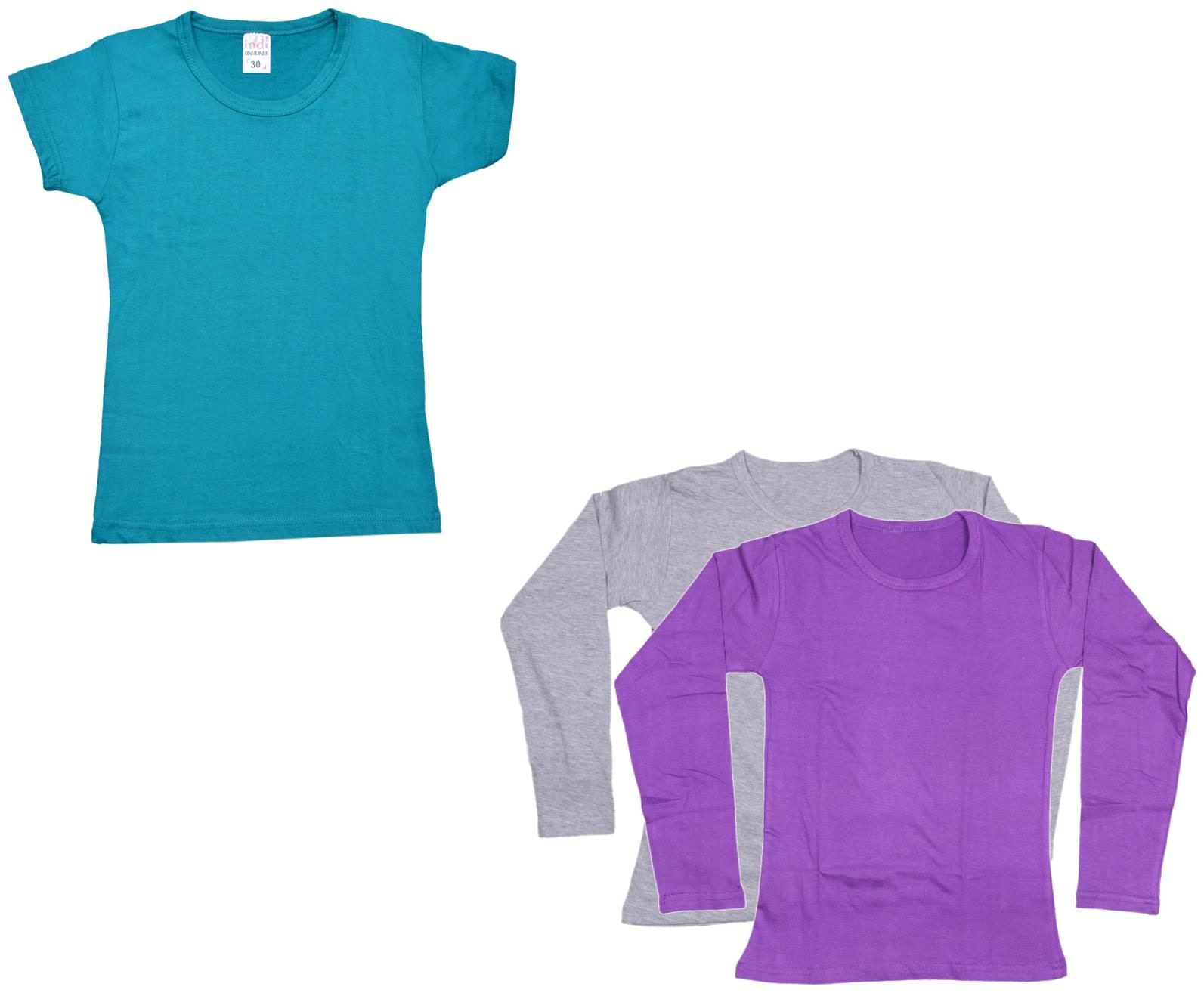

Indiweaves Girl Cotton Solid T shirt - Multi