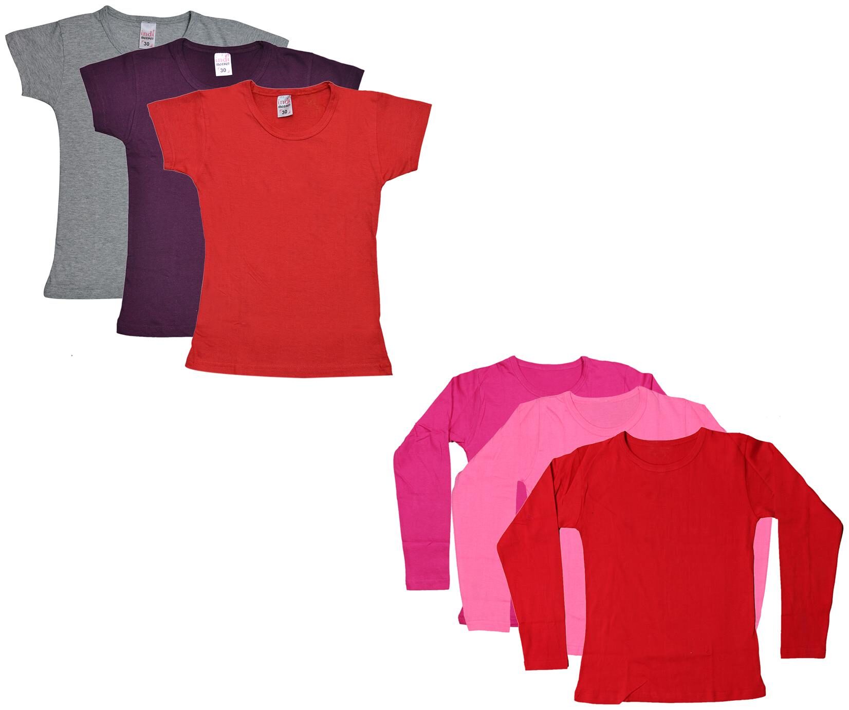 

Indiweaves Girl Cotton Solid T shirt - Multi