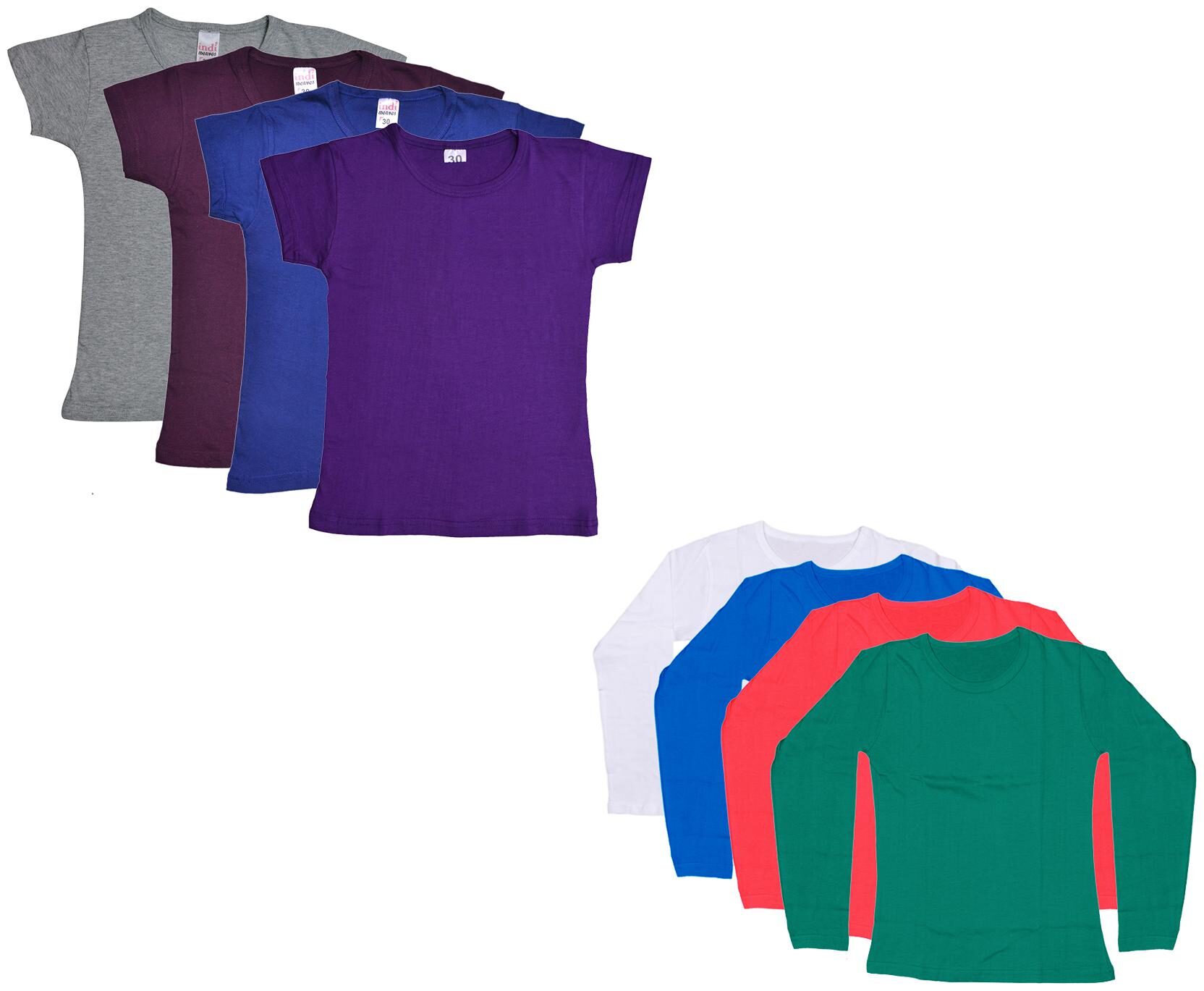 

Indiweaves Girl Cotton Solid T shirt - Multi