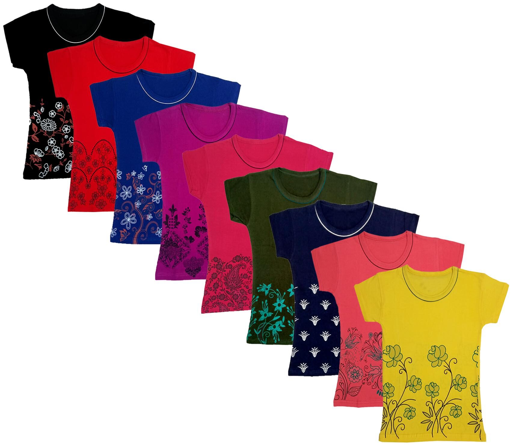 

Indiweaves Girl Cotton Printed T shirt - Multi