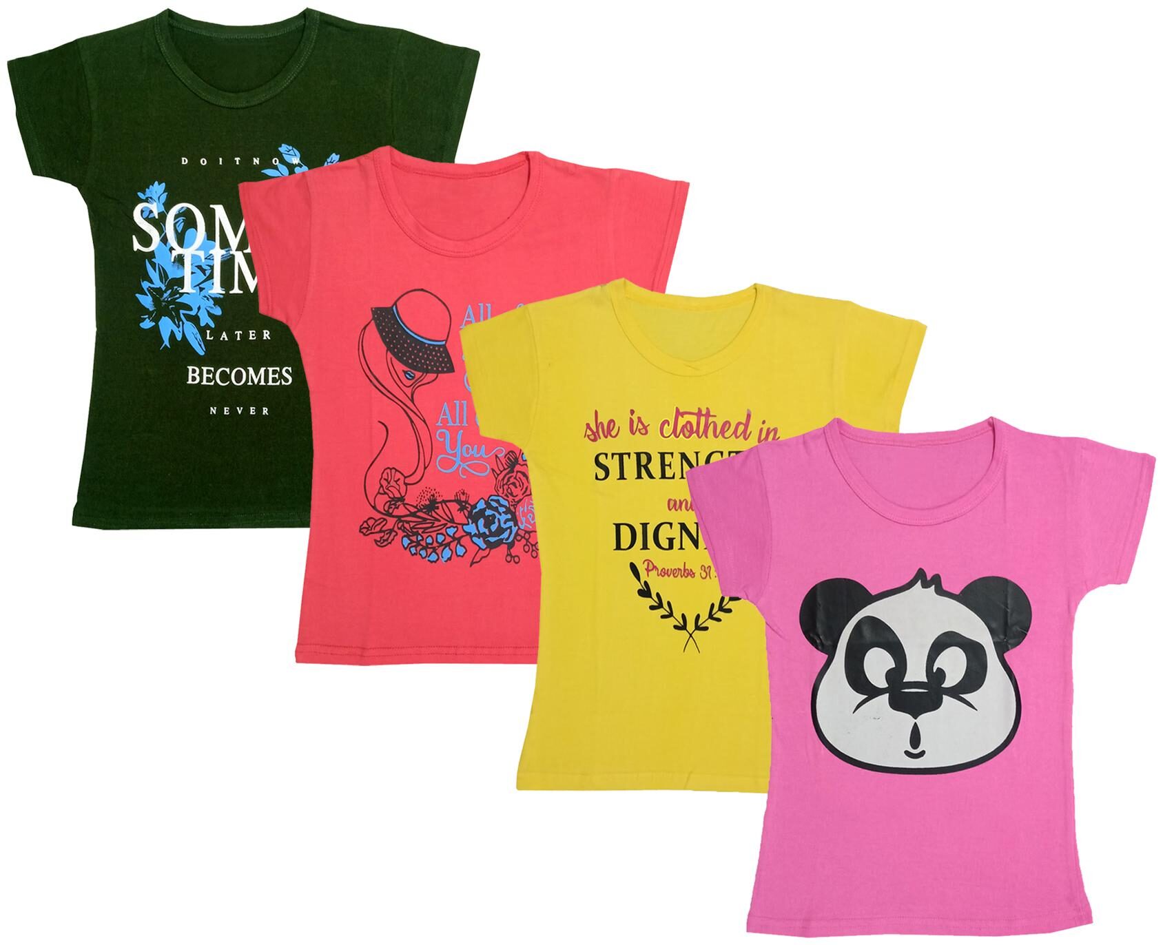 

Indiweaves Girl Cotton Printed T shirt - Multi