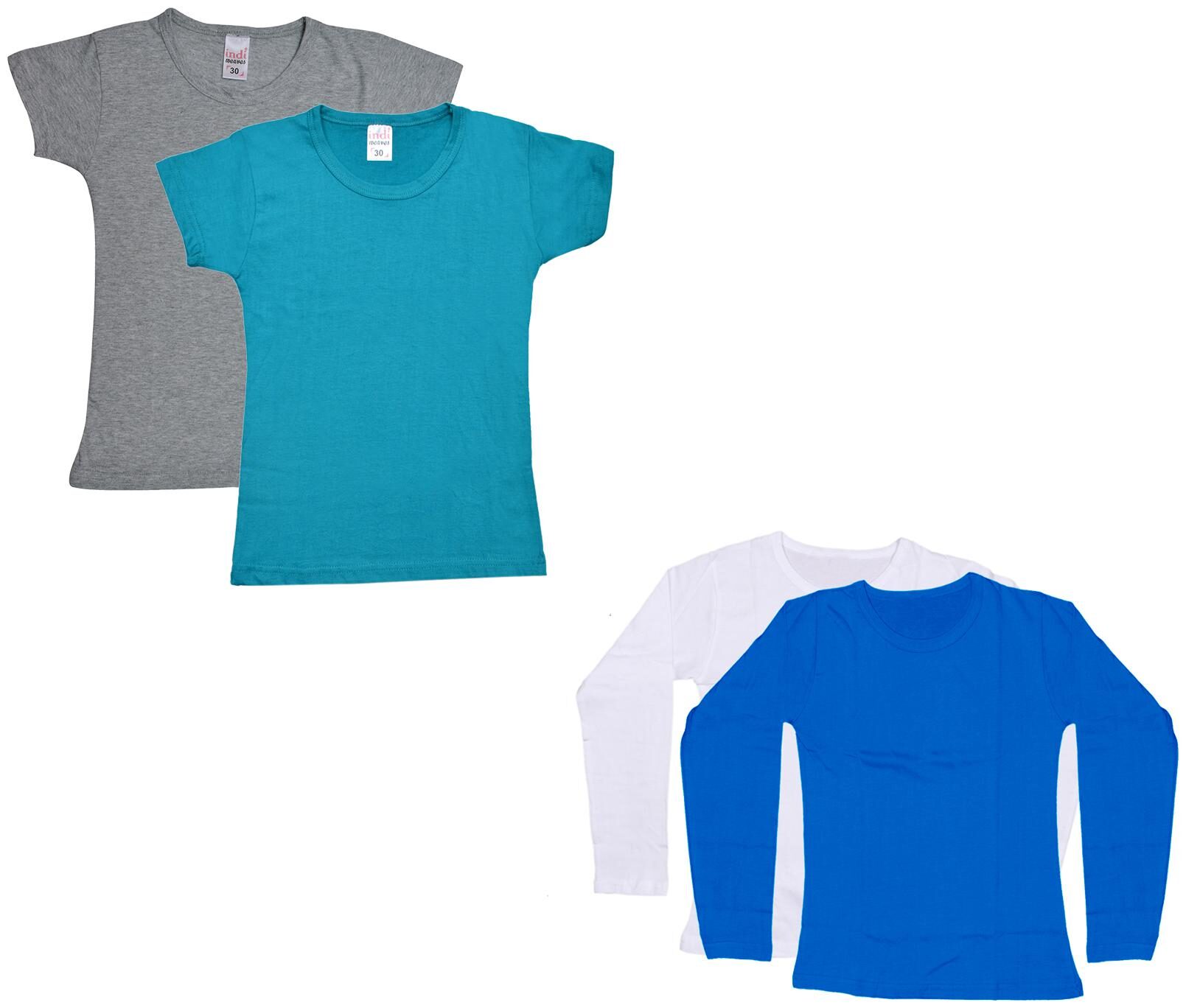 

Indiweaves Girl Cotton Solid T shirt - Multi