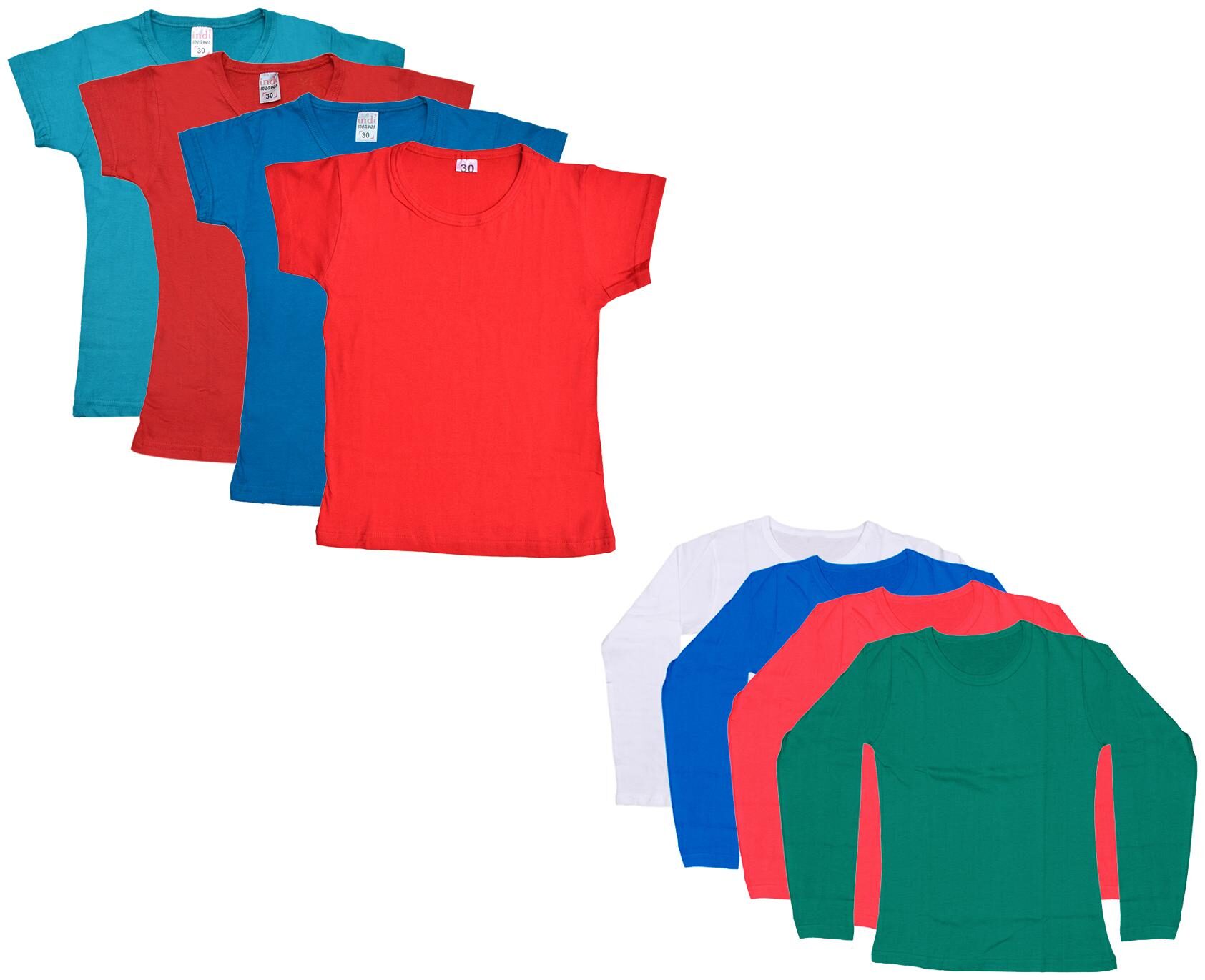 

Indiweaves Girl Cotton Solid T shirt - Multi