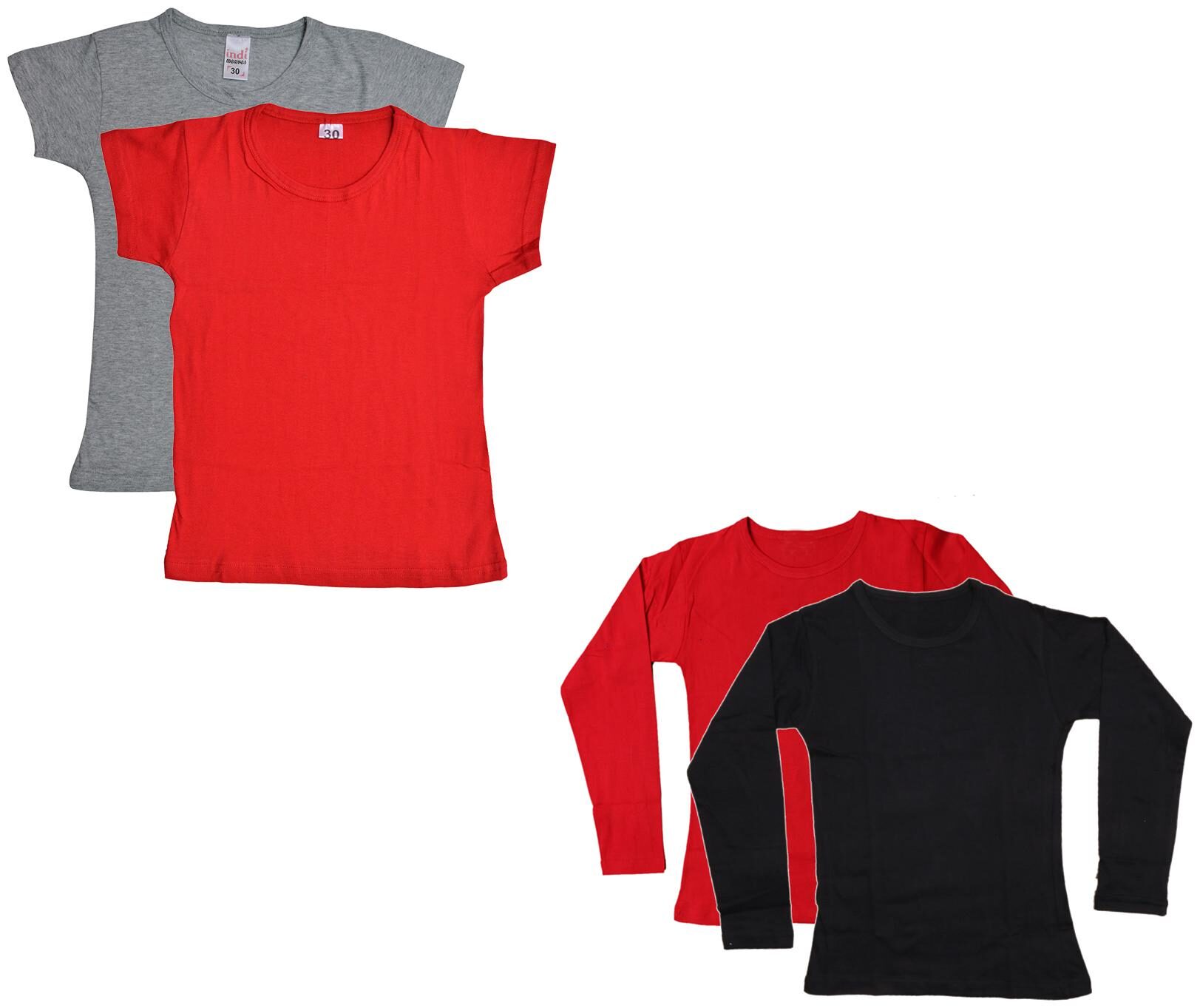 

Indiweaves Girl Cotton Solid T shirt - Multi