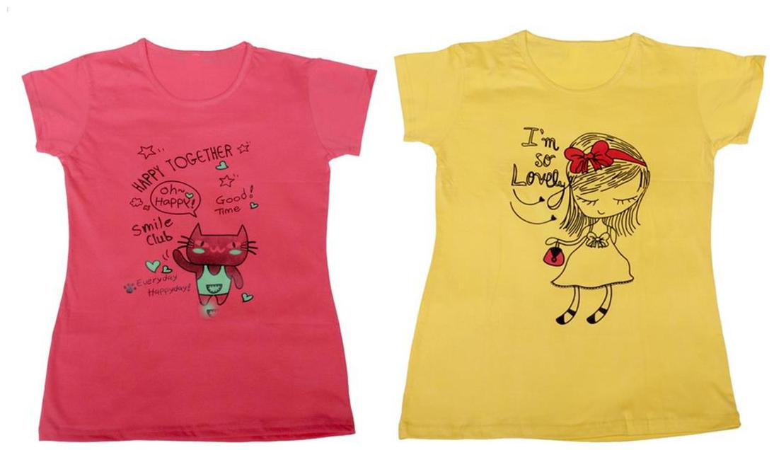 

Indiweaves Girl Cotton Solid T shirt - Multi