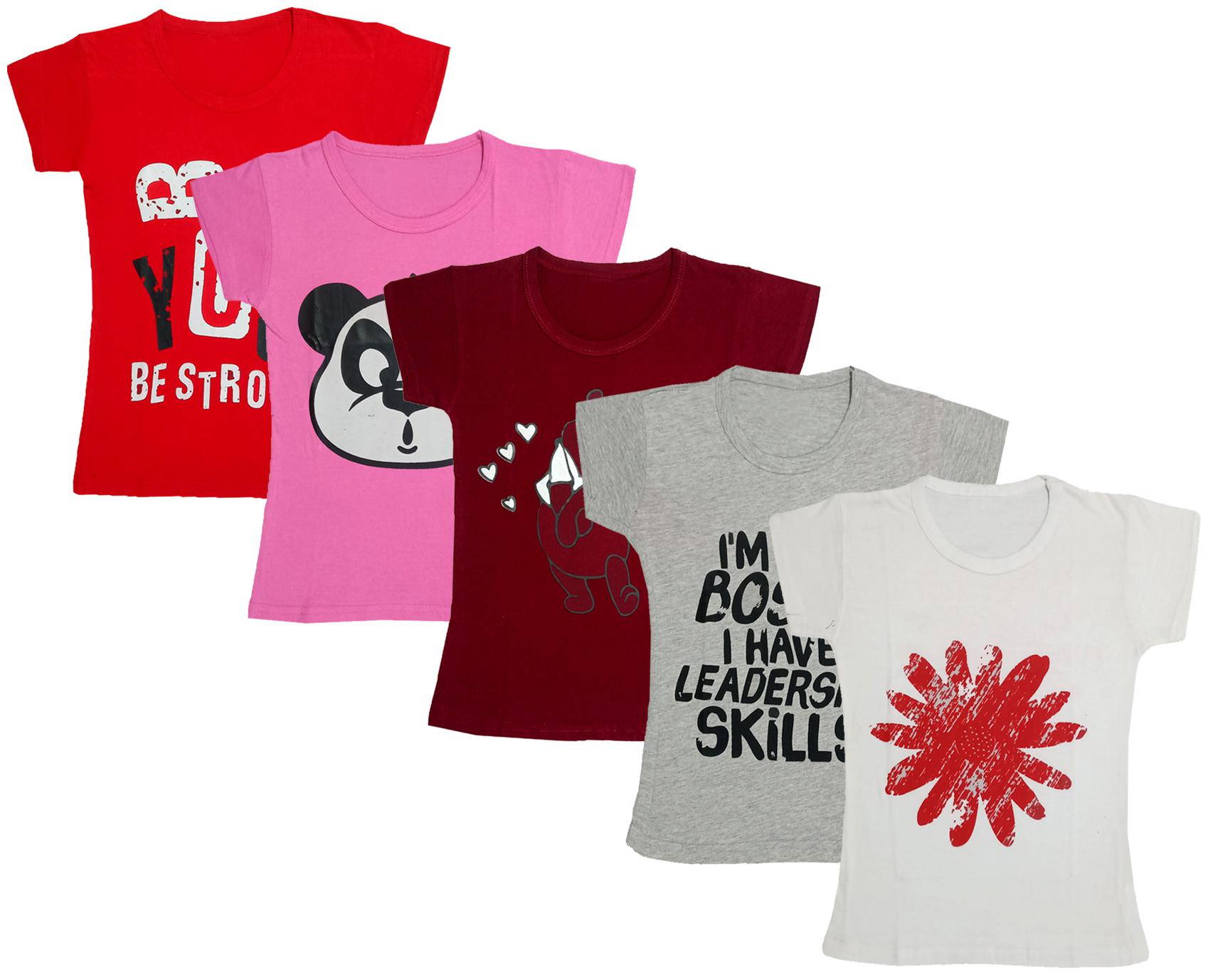 

Indiweaves Girl Cotton Printed T shirt - Multi