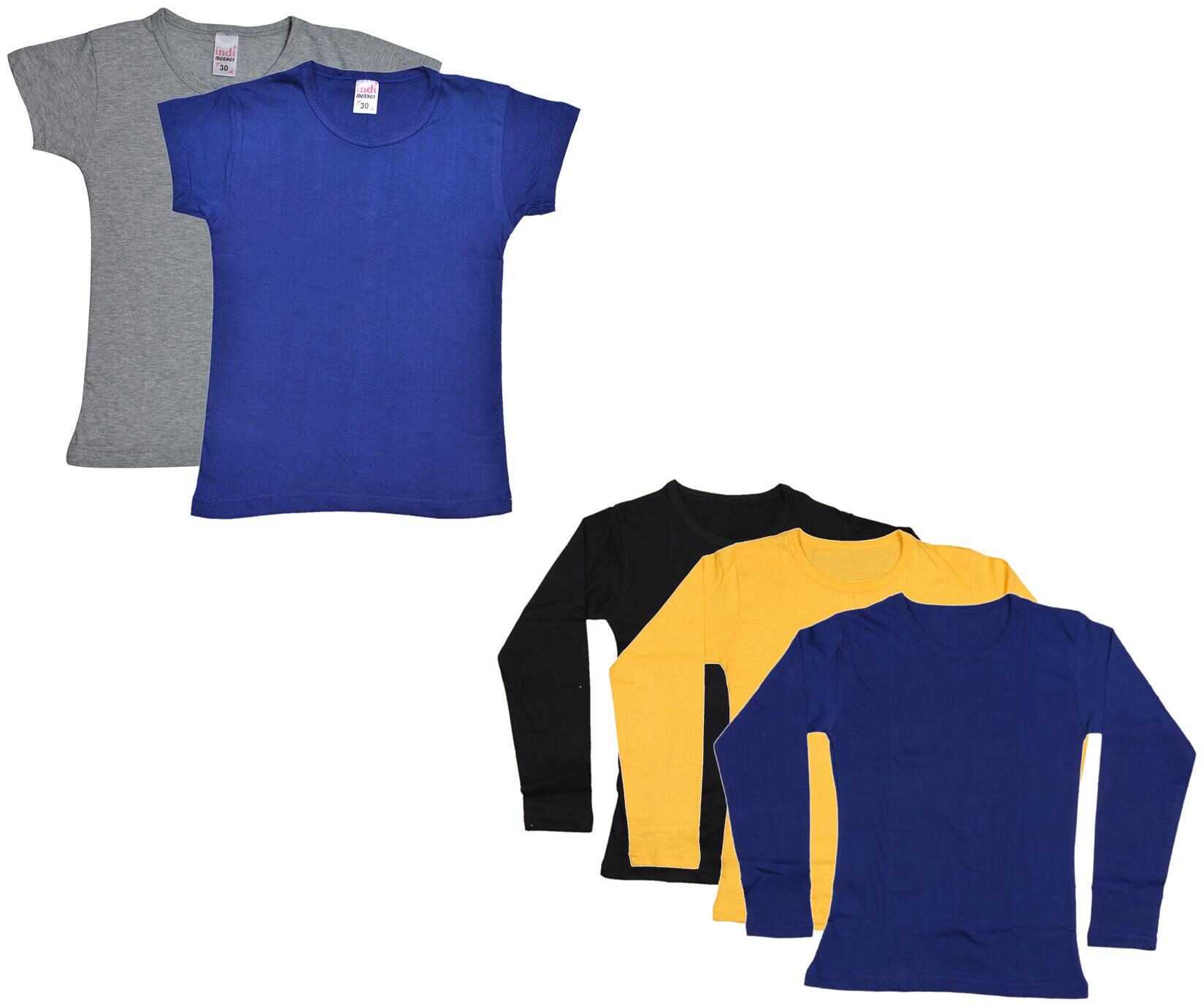 

Indiweaves Girl Cotton Solid T shirt - Multi