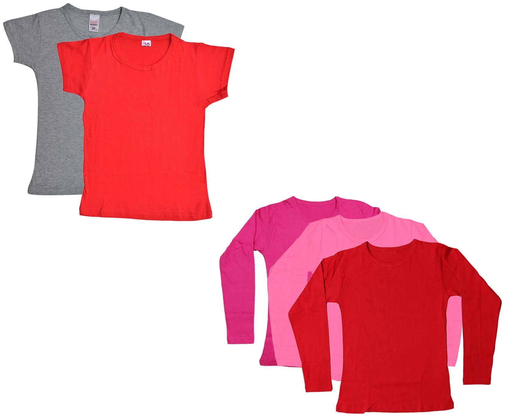 

Indiweaves Girl Cotton Solid T shirt - Multi