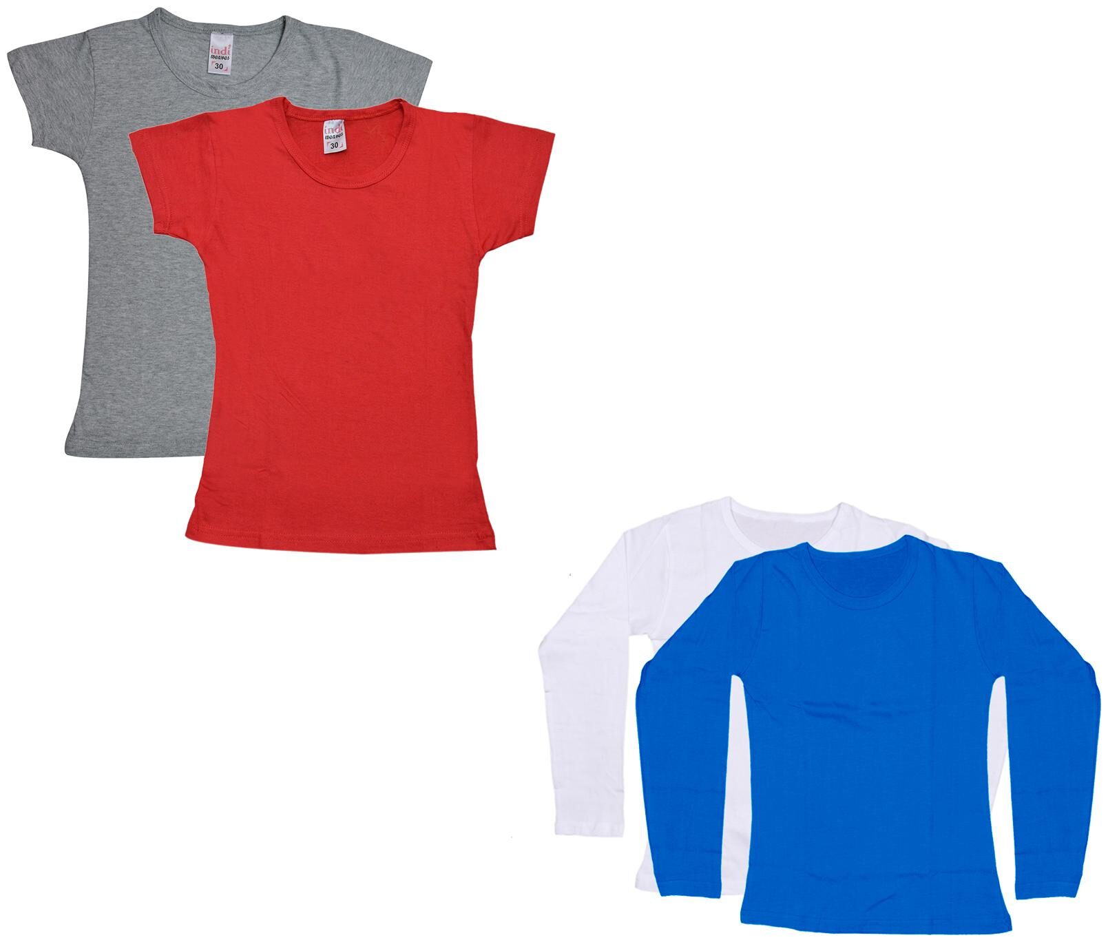 

Indiweaves Girl Cotton Solid T shirt - Multi