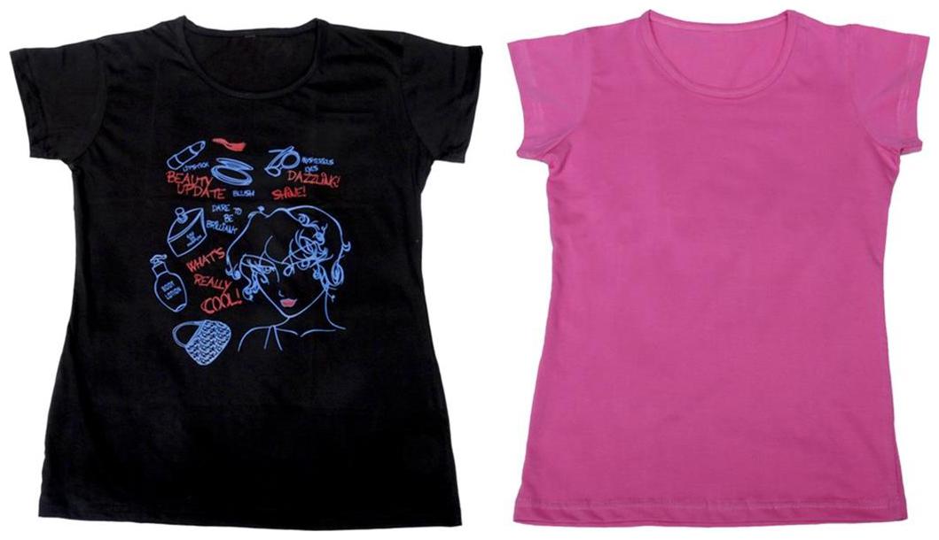 

Indiweaves Girl Cotton Solid T shirt - Multi
