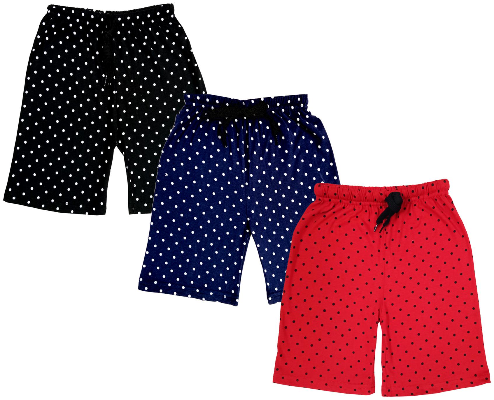 

IndiWeaves Girls Cotton Polka Dots Relaxed Fit Shorts (Pack of 3)