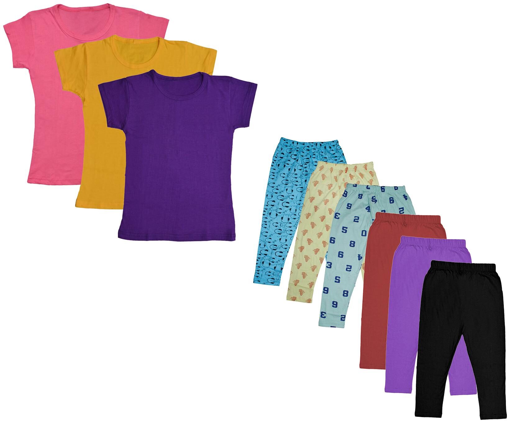

Indiweaves Girl Cotton Top Bottom Set - Multi