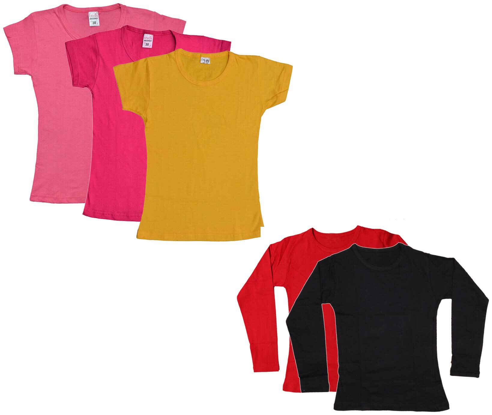 

Indiweaves Girl Cotton Solid T shirt - Multi