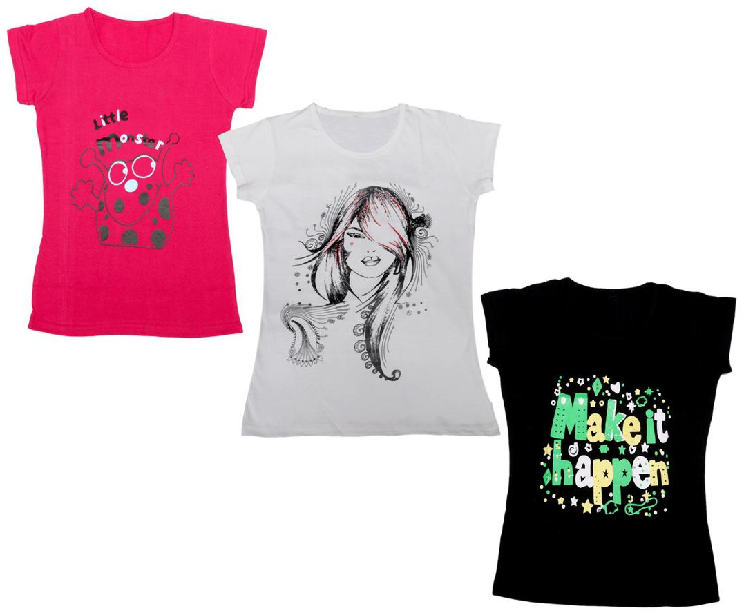 

Indiweaves Girl Cotton Printed T shirt - Multi