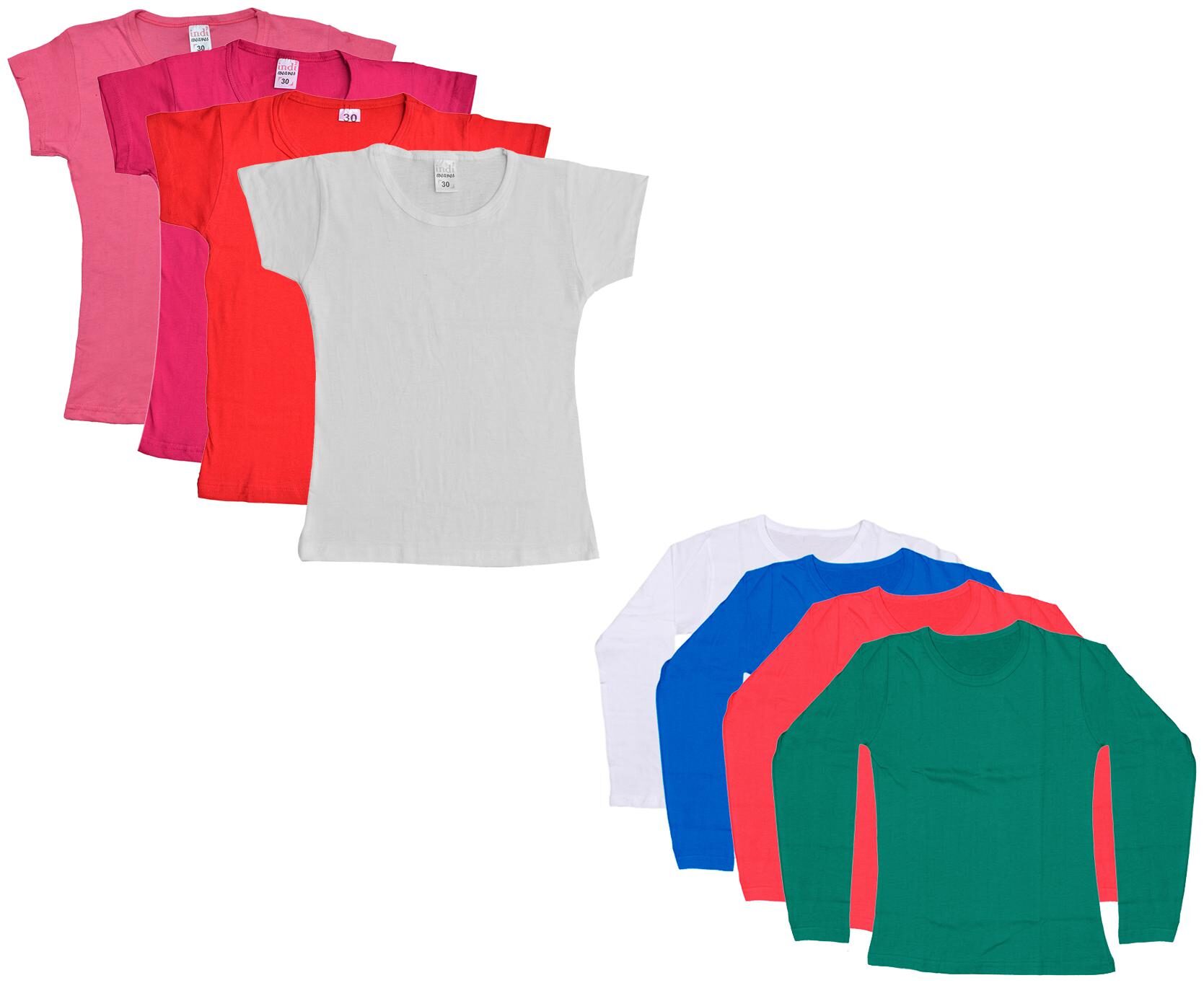 

Indiweaves Girl Cotton Solid T shirt - Multi