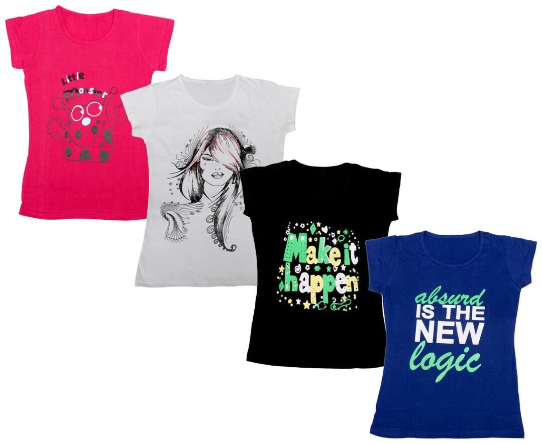 

Indiweaves Girl Cotton Printed T shirt - Multi