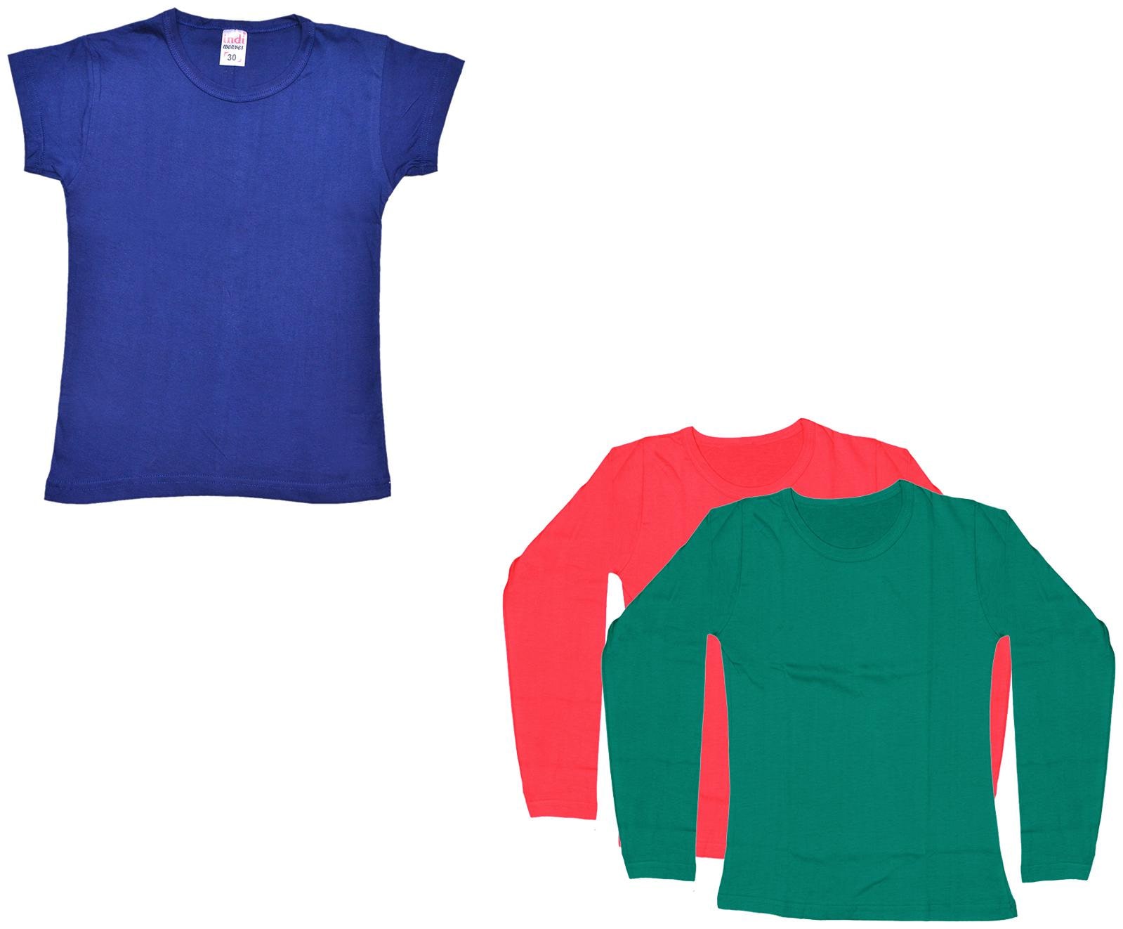 

Indiweaves Girl Cotton Solid T shirt - Multi