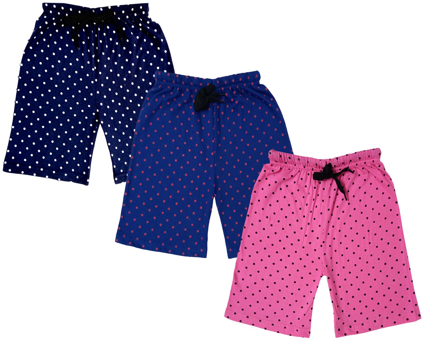 

IndiWeaves Girls Cotton Polka Dots Relaxed Fit Shorts (Pack of 3)