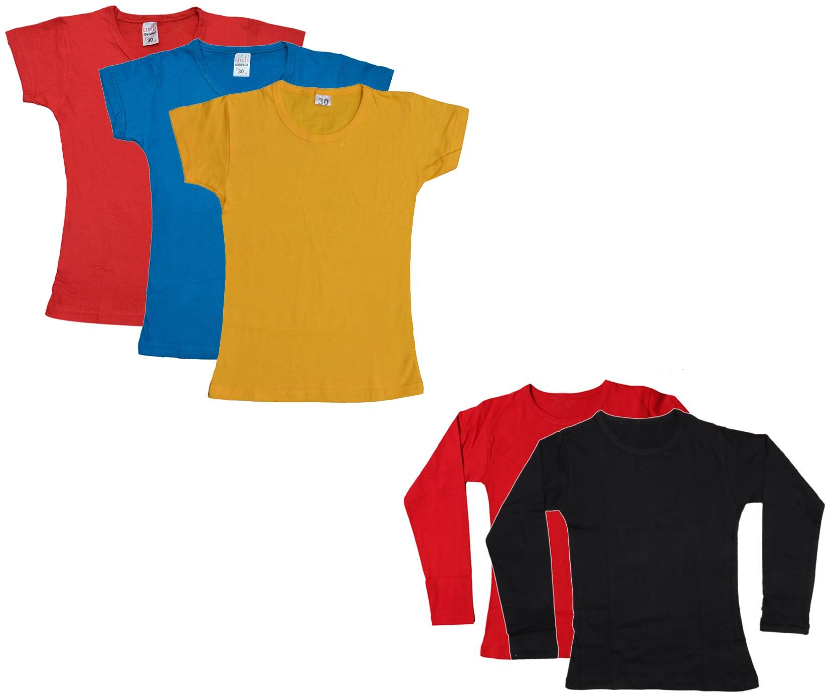 

Indiweaves Girl Cotton Solid T shirt - Multi
