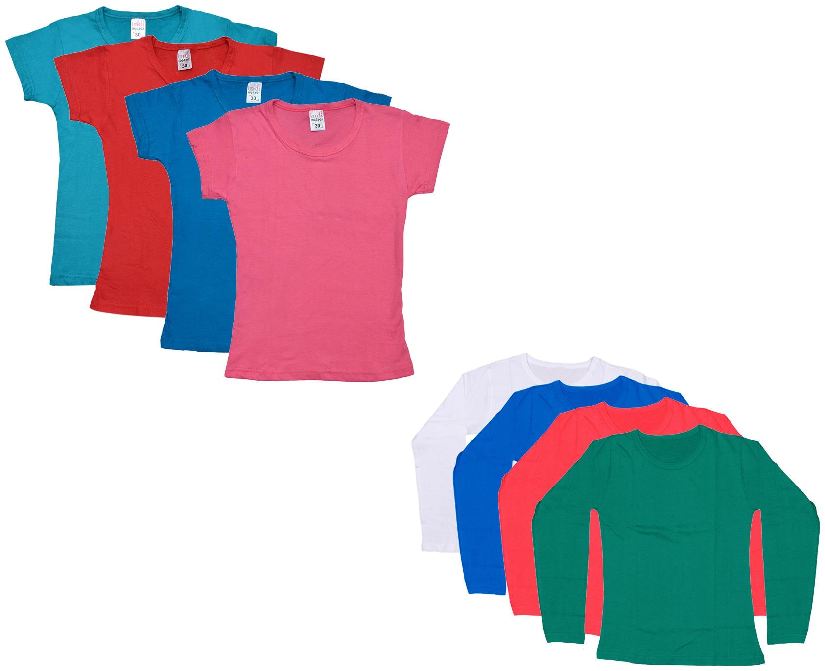

Indiweaves Girl Cotton Solid T shirt - Multi