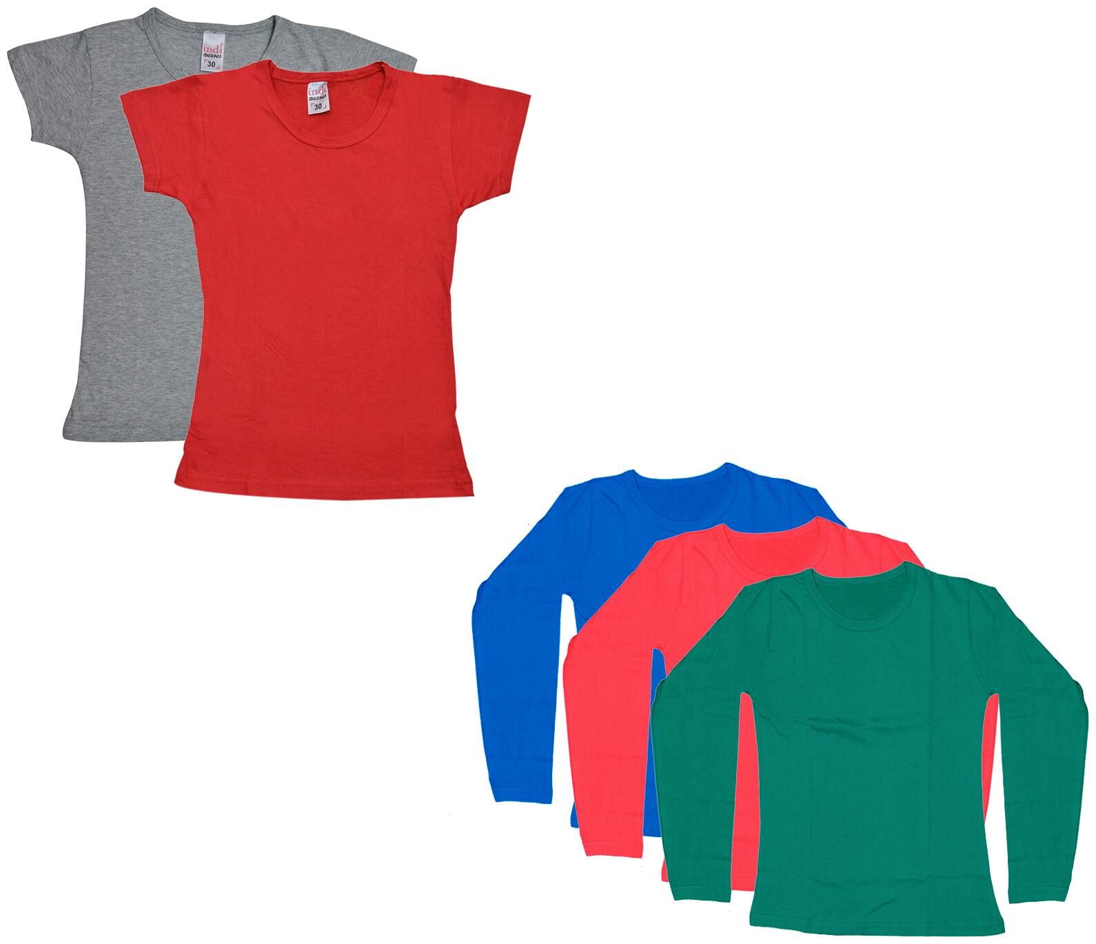 

Indiweaves Girl Cotton Solid T shirt - Multi