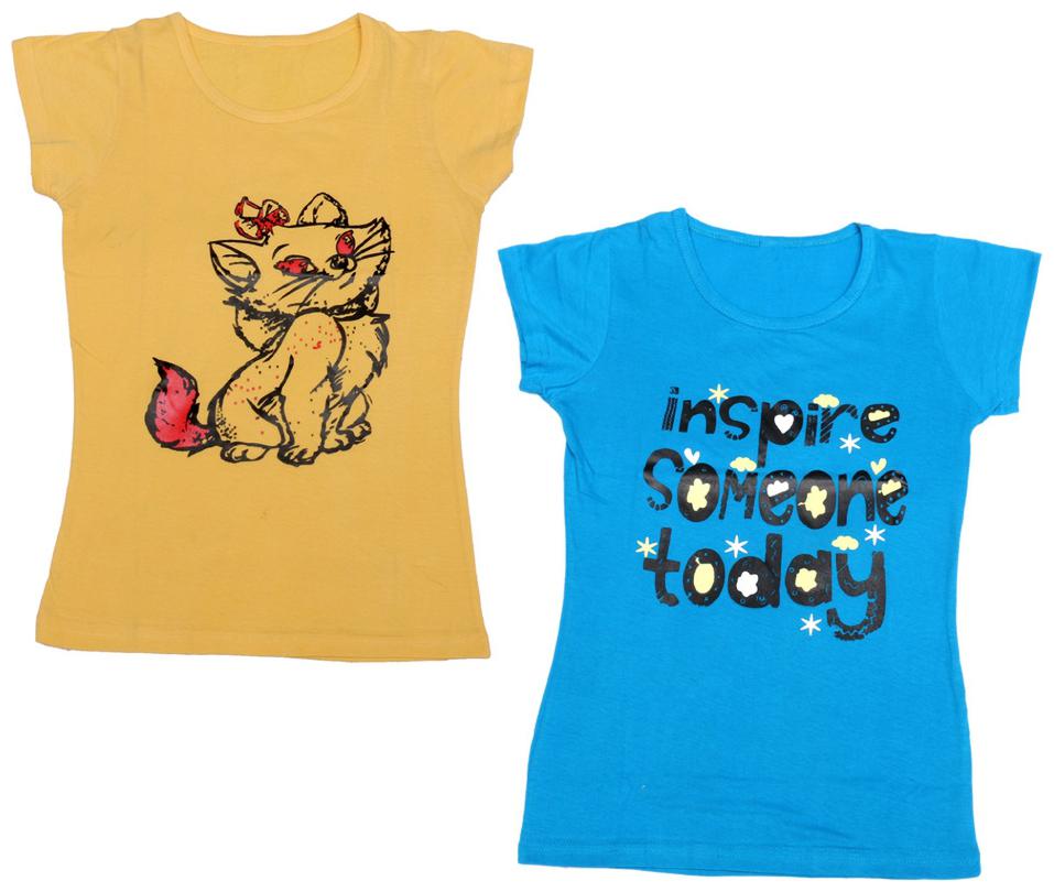 

Indiweaves Girl Cotton Printed T shirt - Blue