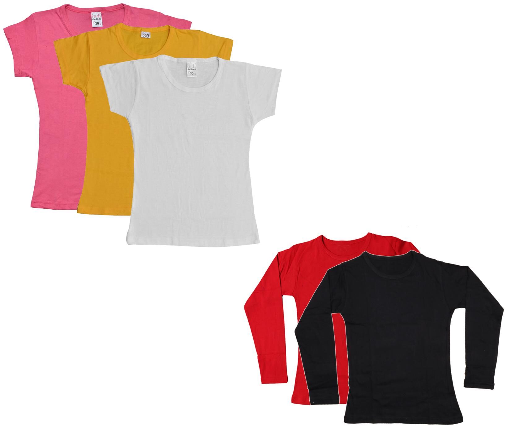 

Indiweaves Girl Cotton Solid T shirt - Multi