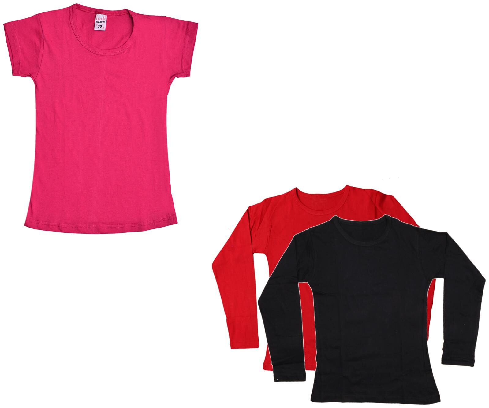 

Indiweaves Girl Cotton Solid T shirt - Multi