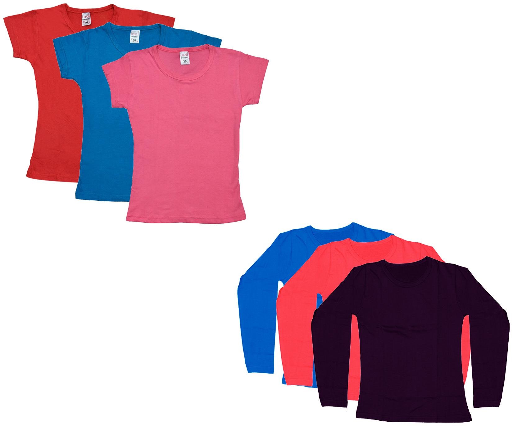 

Indiweaves Girl Cotton Solid T shirt - Multi