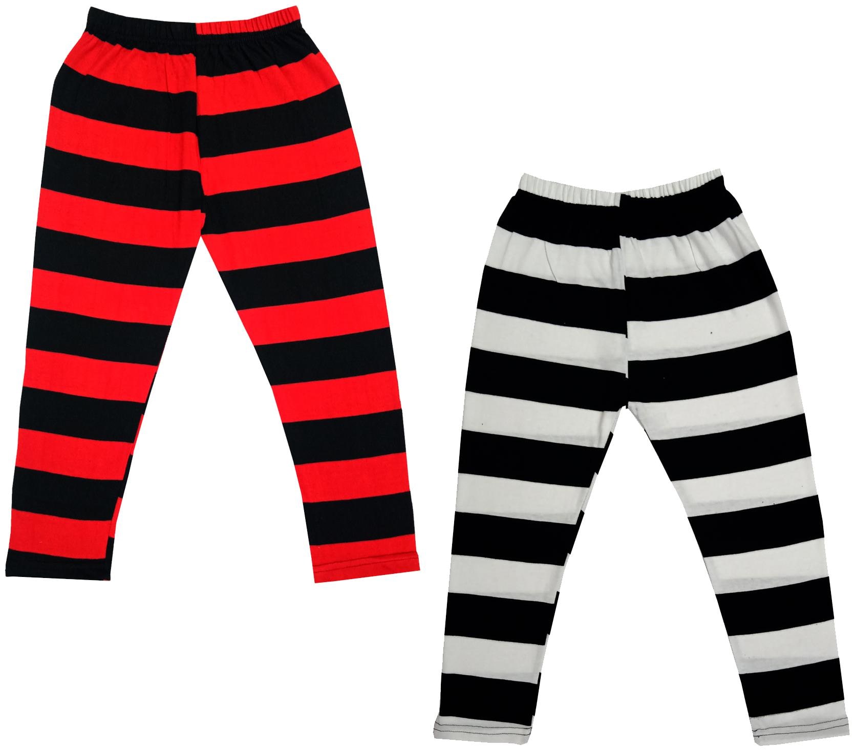

IndiWeaves Girls Cotton Striped Capri 3 4th Leggings (Pack of 2) Multi