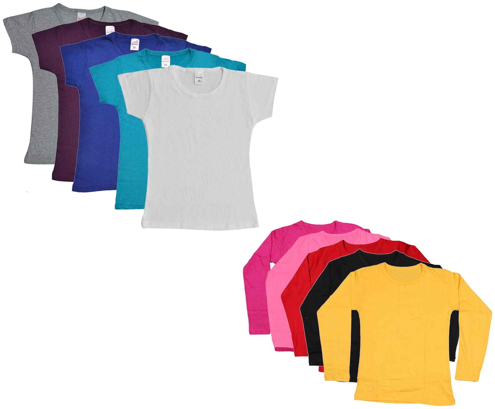 

Indiweaves Girl Cotton Solid T shirt - Multi