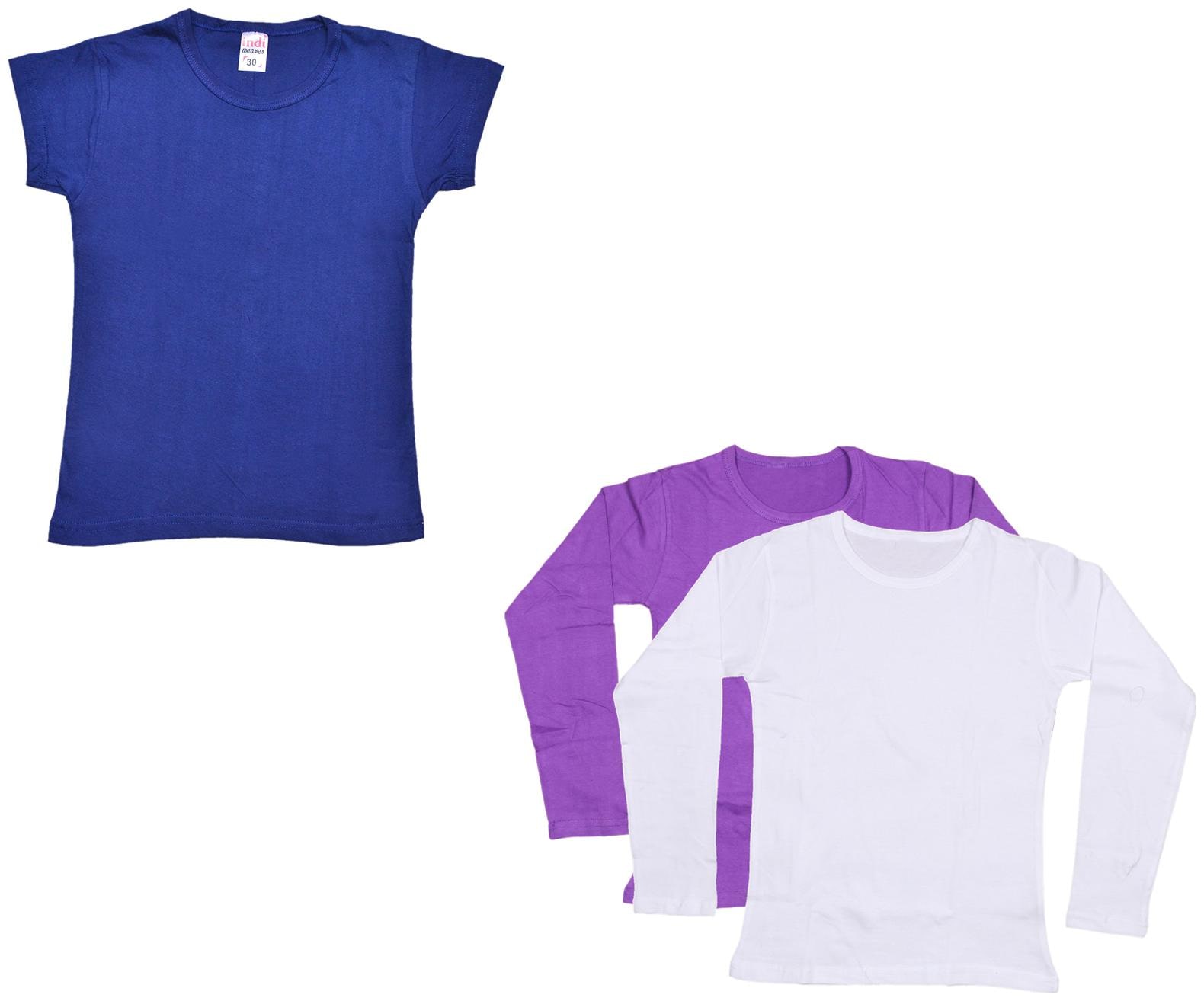

Indiweaves Girl Cotton Solid T shirt - Multi
