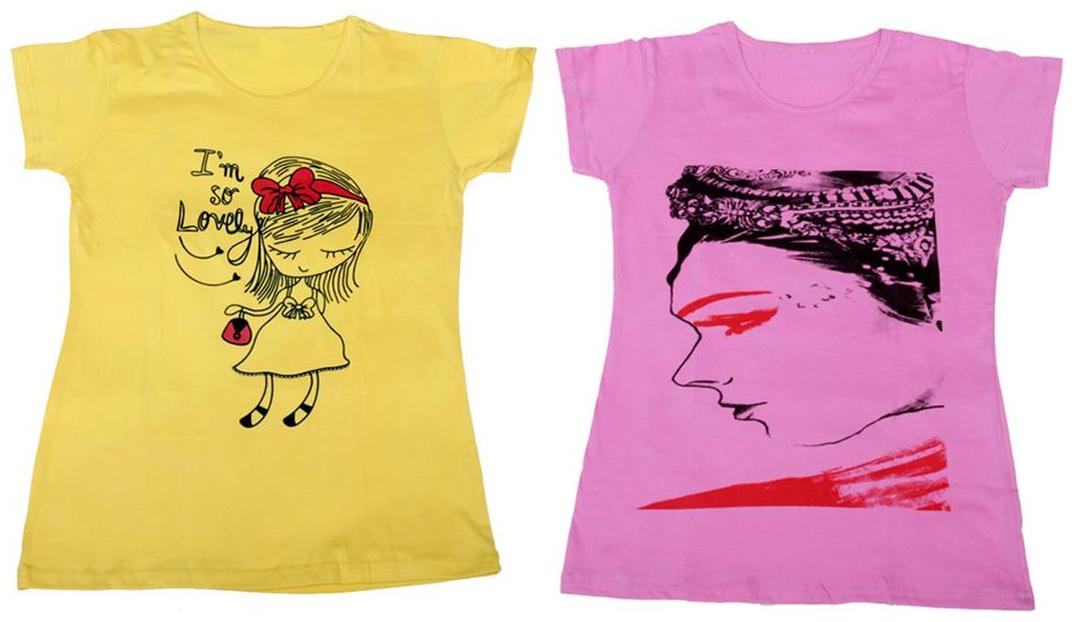 

Indiweaves Girl Cotton Solid T shirt - Multi